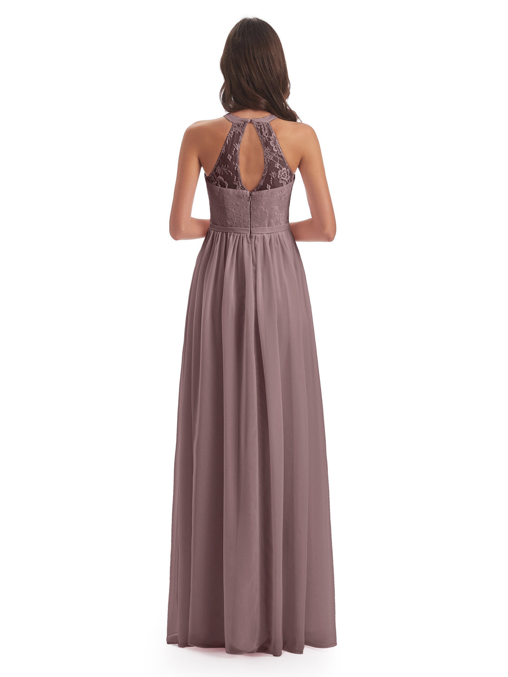 Ailani Halter Split Lace Long Bridesmaid Dresses