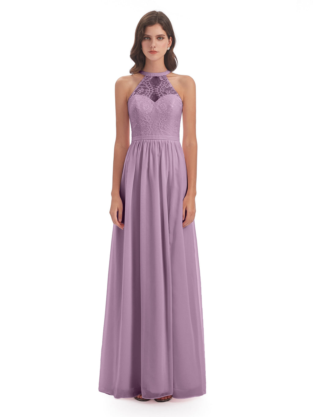 Ailani Halter Split Lace Long Bridesmaid Dresses