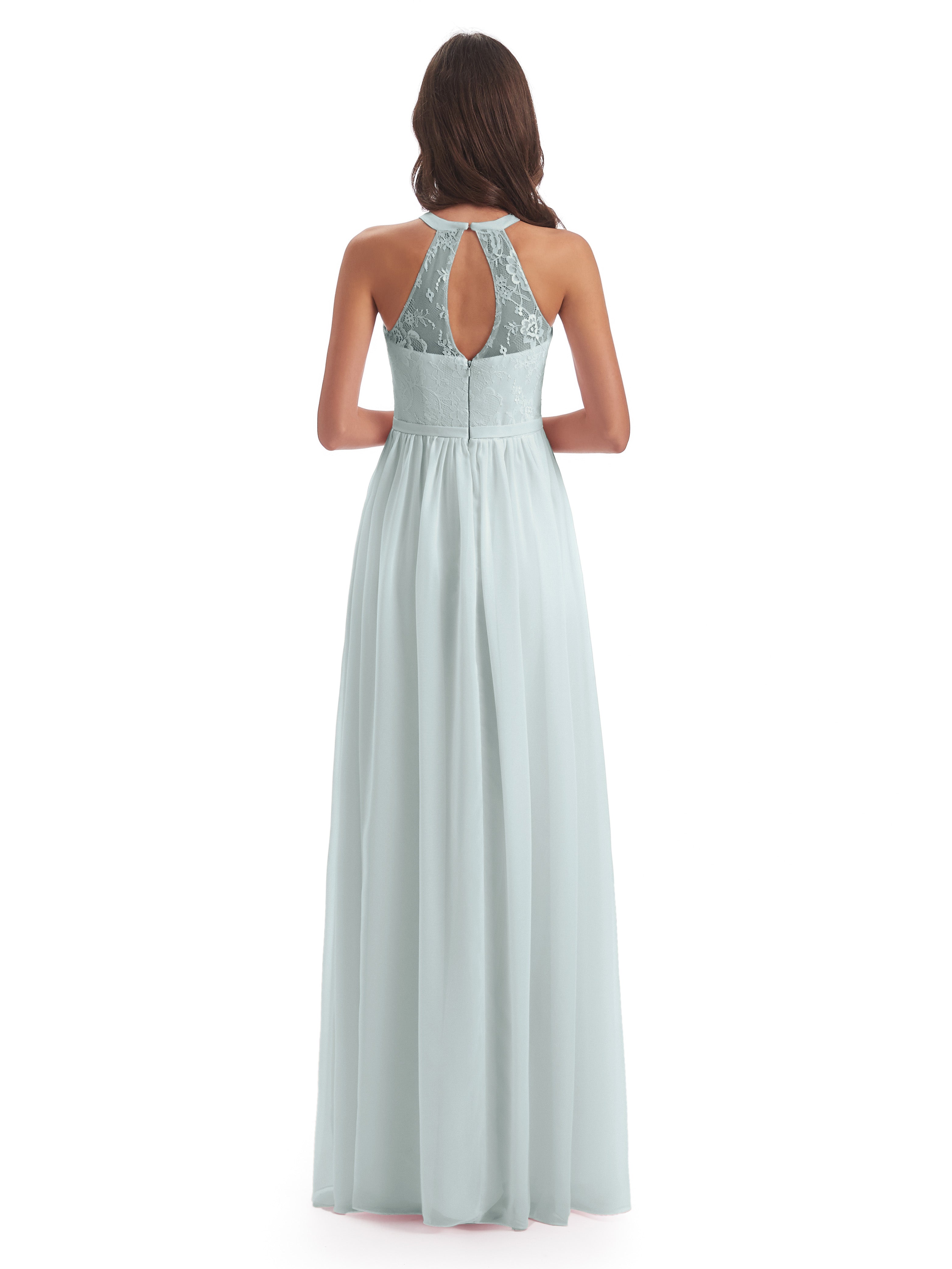 Ailani Halter Split Lace Long Bridesmaid Dresses