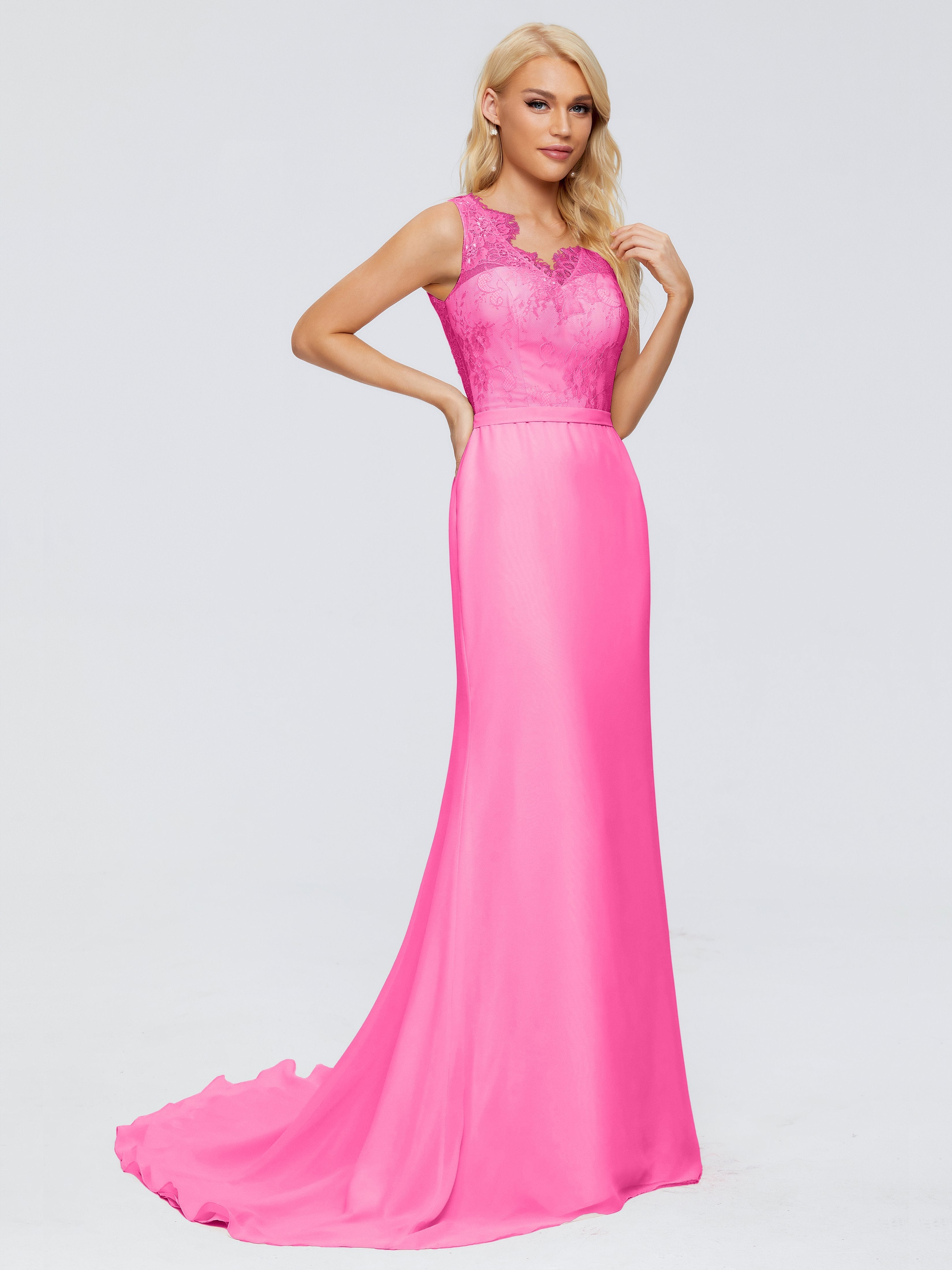 Alexis Hourglass V-Neck Lace Bridesmaid Dresses