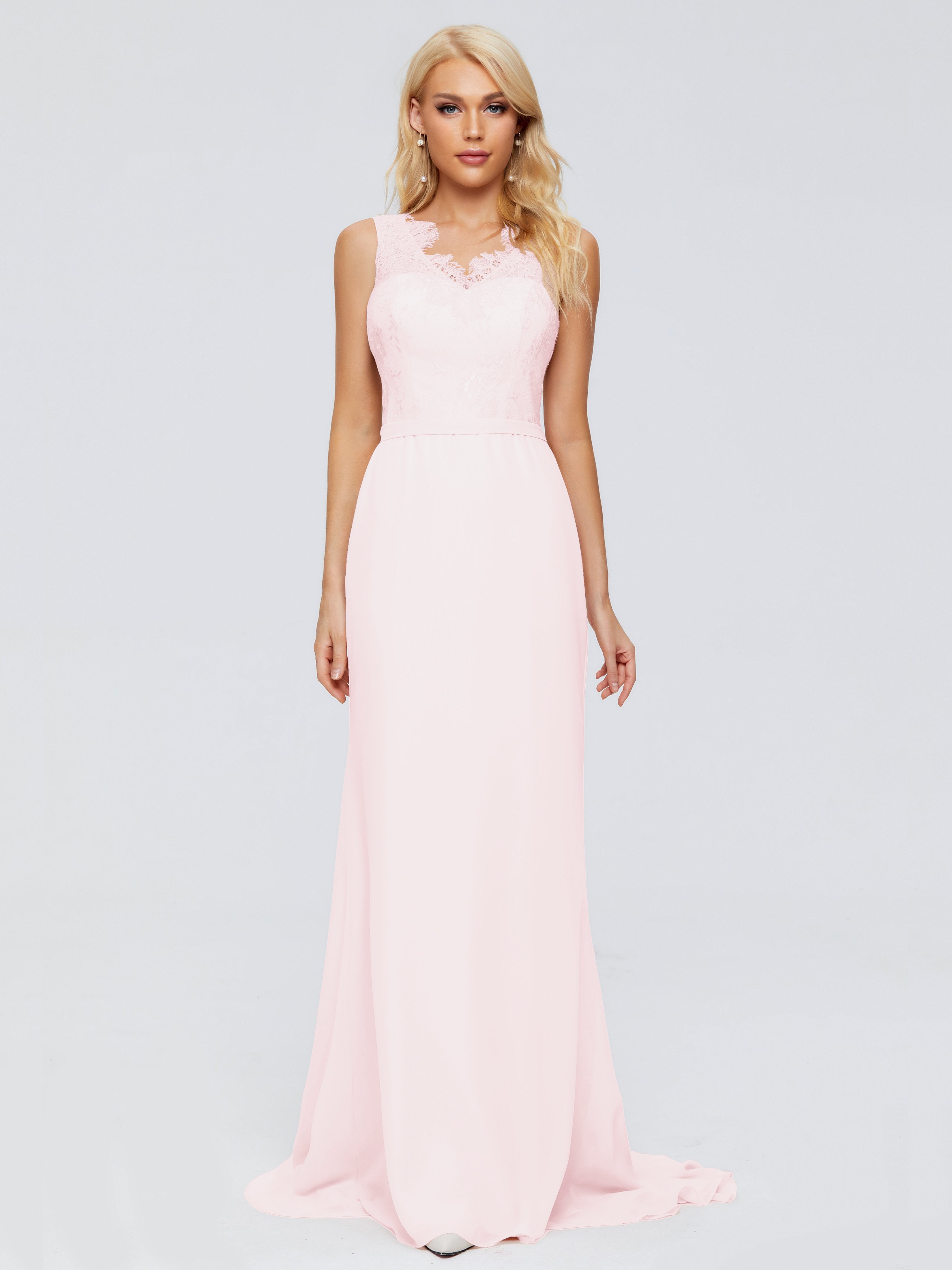 Alexis Hourglass V-Neck Lace Bridesmaid Dresses