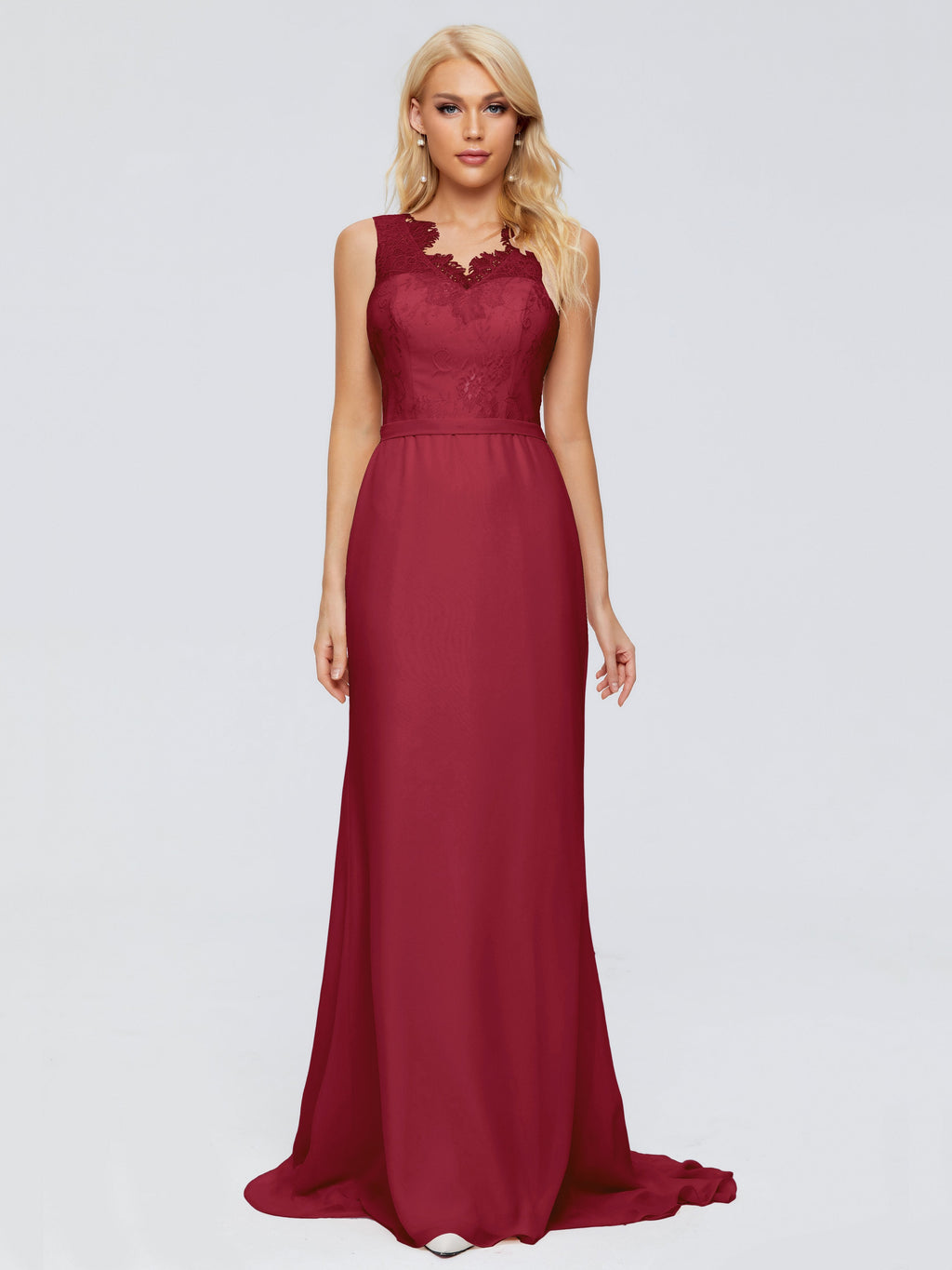 Alexis Hourglass V-Neck Lace Bridesmaid Dresses