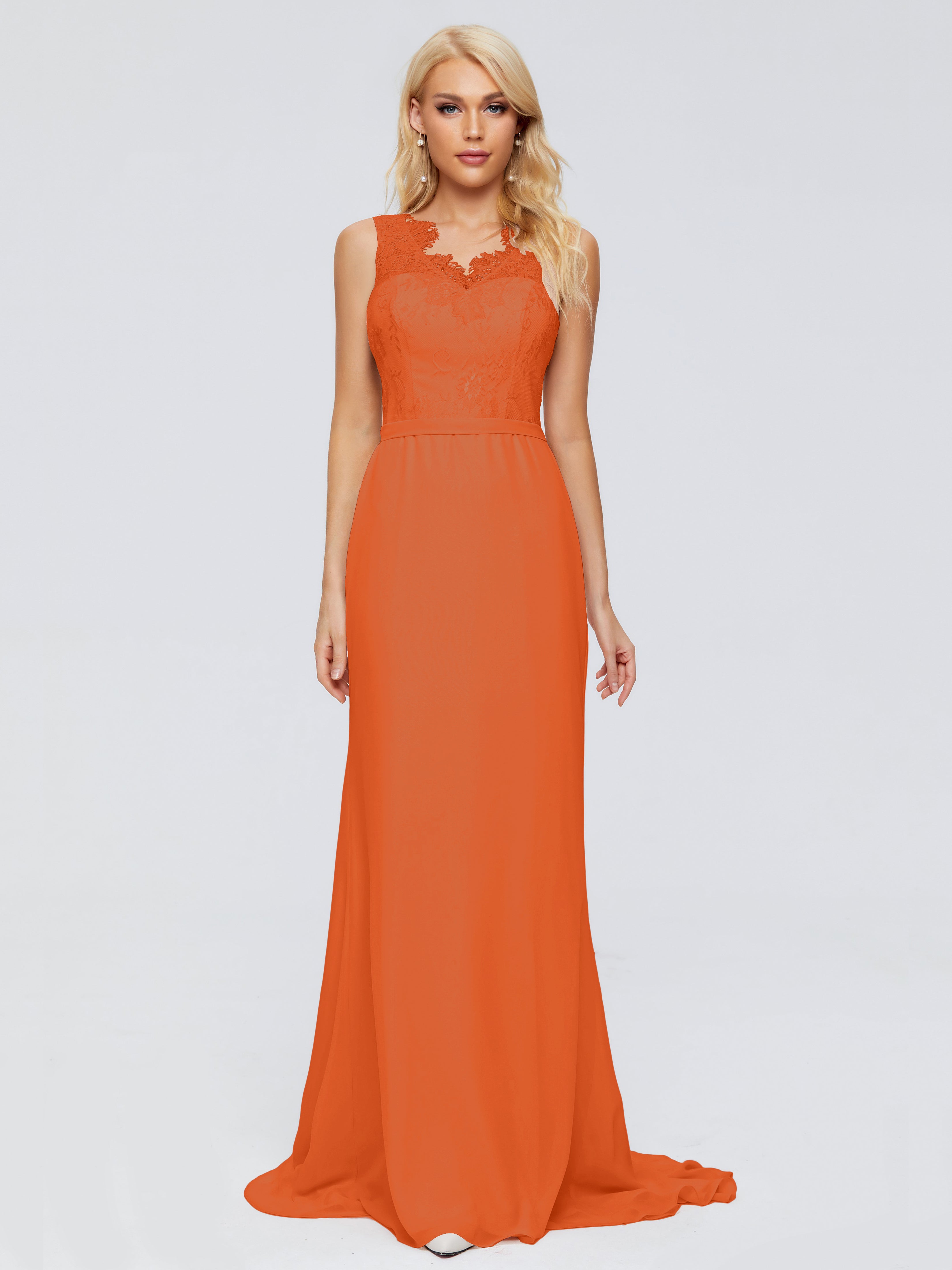 Alexis Hourglass V-Neck Lace Bridesmaid Dresses