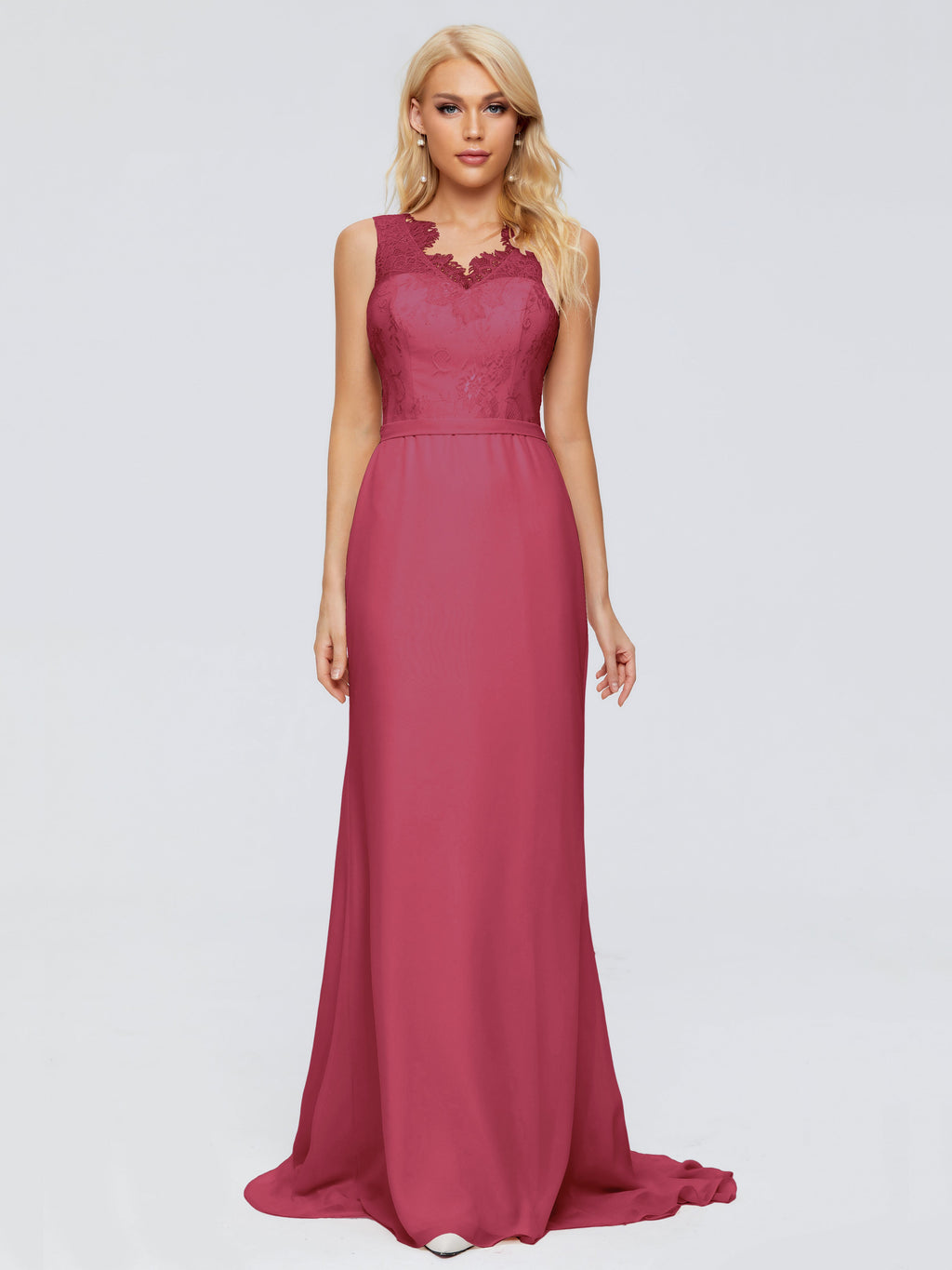 Alexis Hourglass V-Neck Lace Bridesmaid Dresses