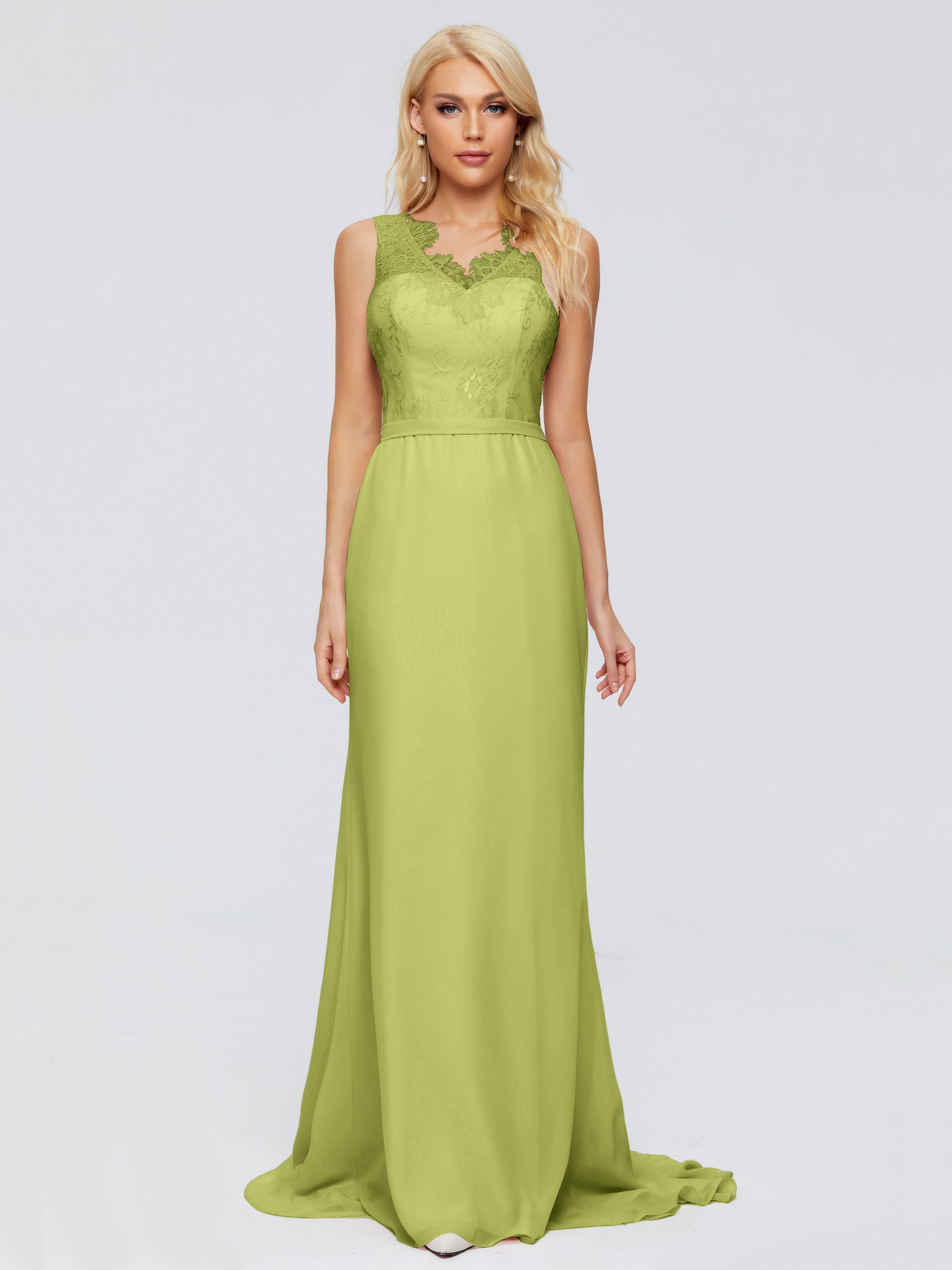 Alexis Hourglass V-Neck Lace Bridesmaid Dresses