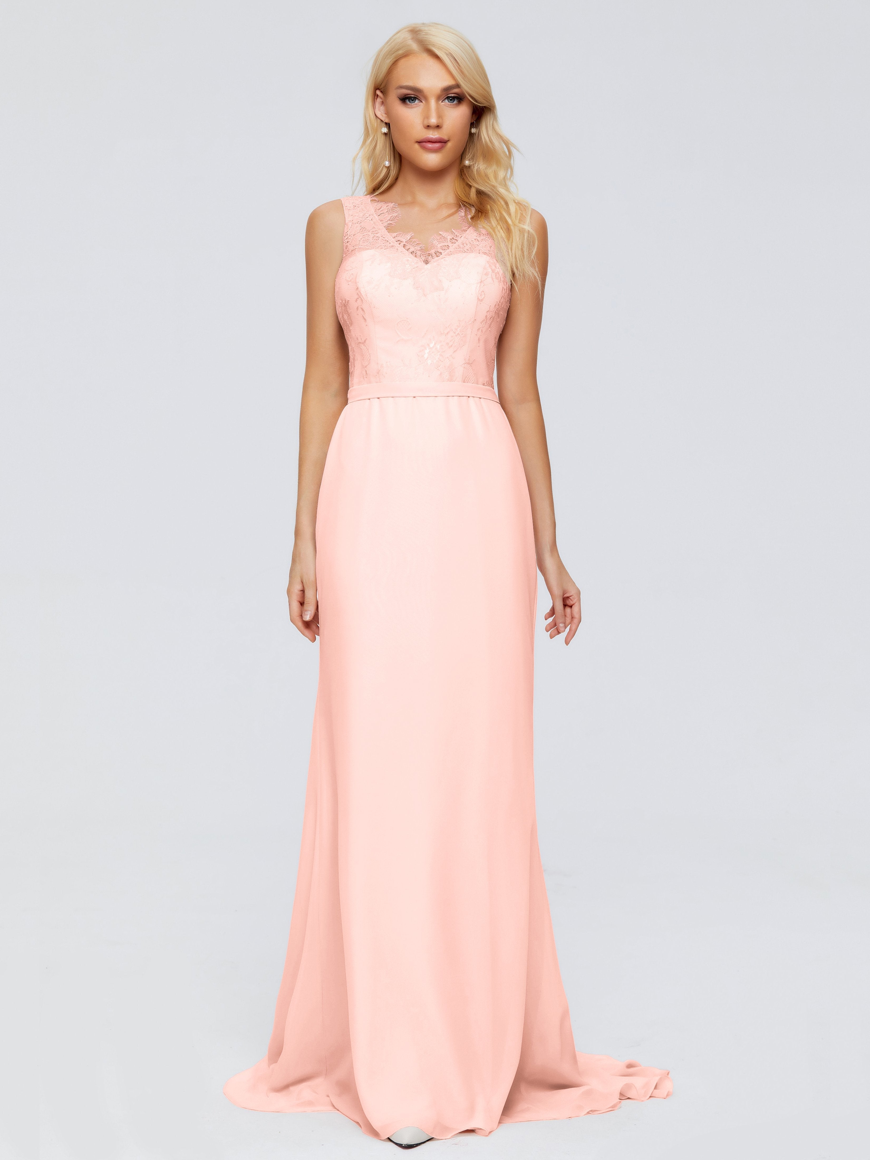 Alexis Hourglass V-Neck Lace Bridesmaid Dresses