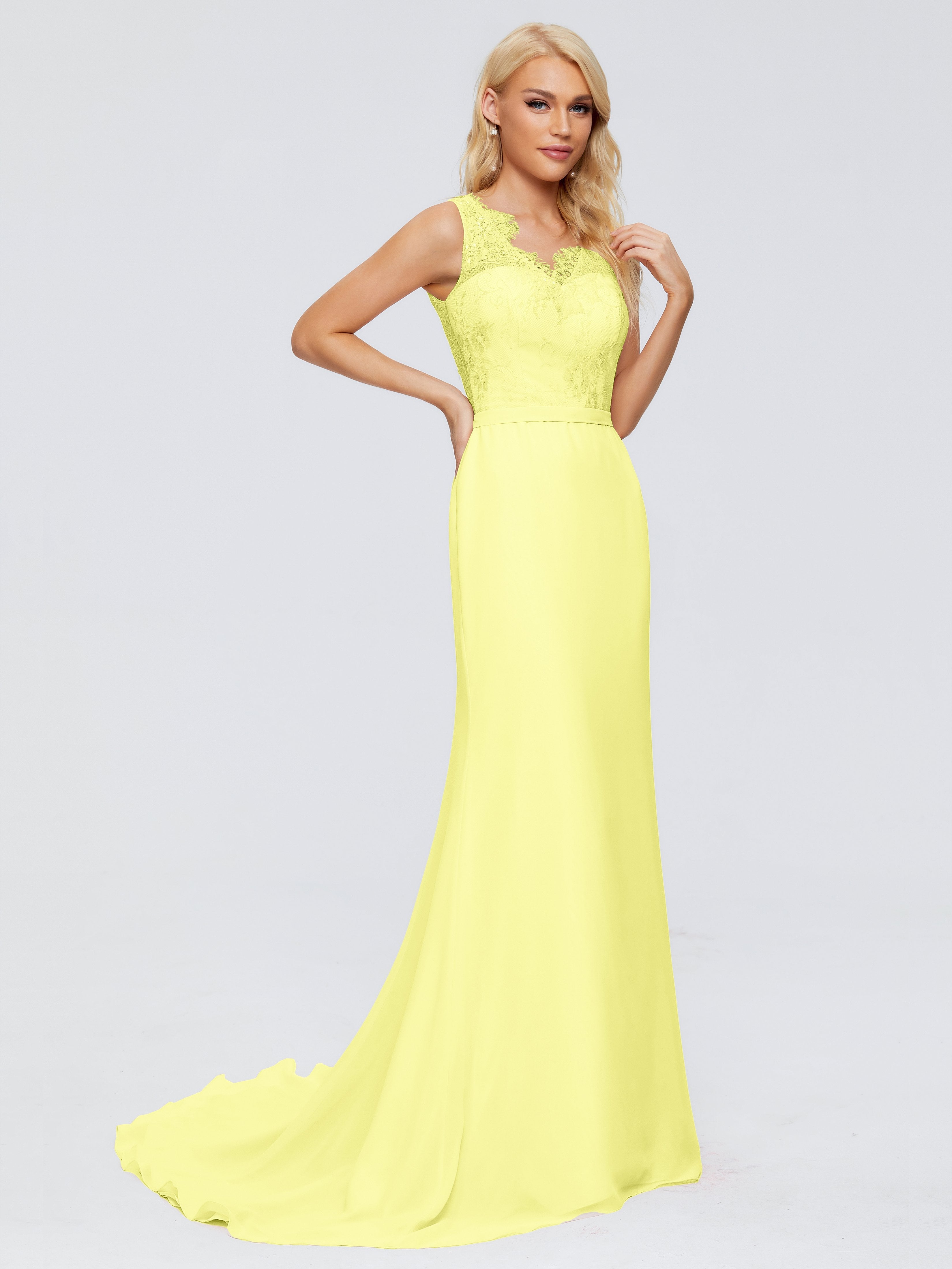 Alexis Hourglass V-Neck Lace Bridesmaid Dresses