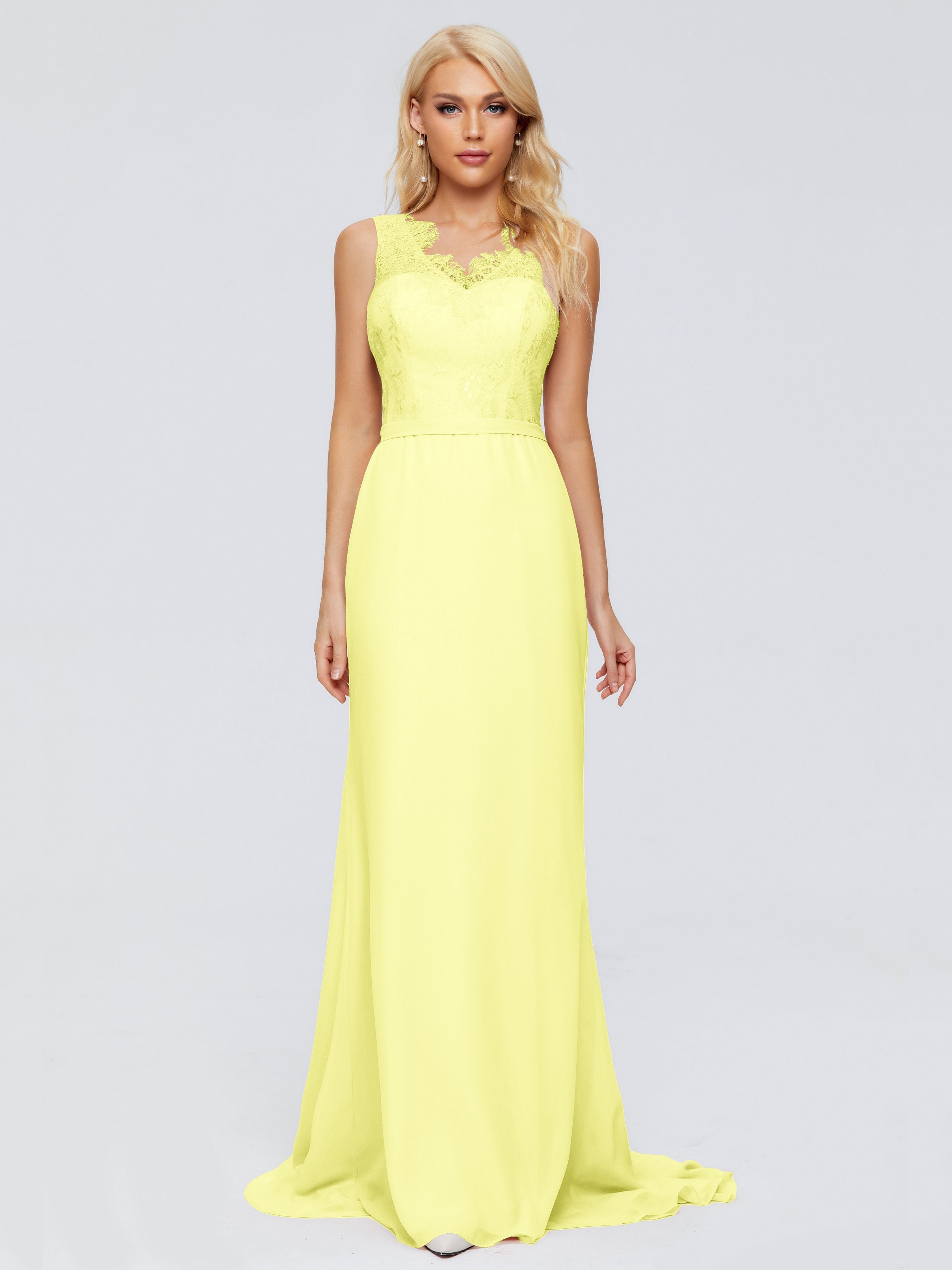 Alexis Hourglass V-Neck Lace Bridesmaid Dresses