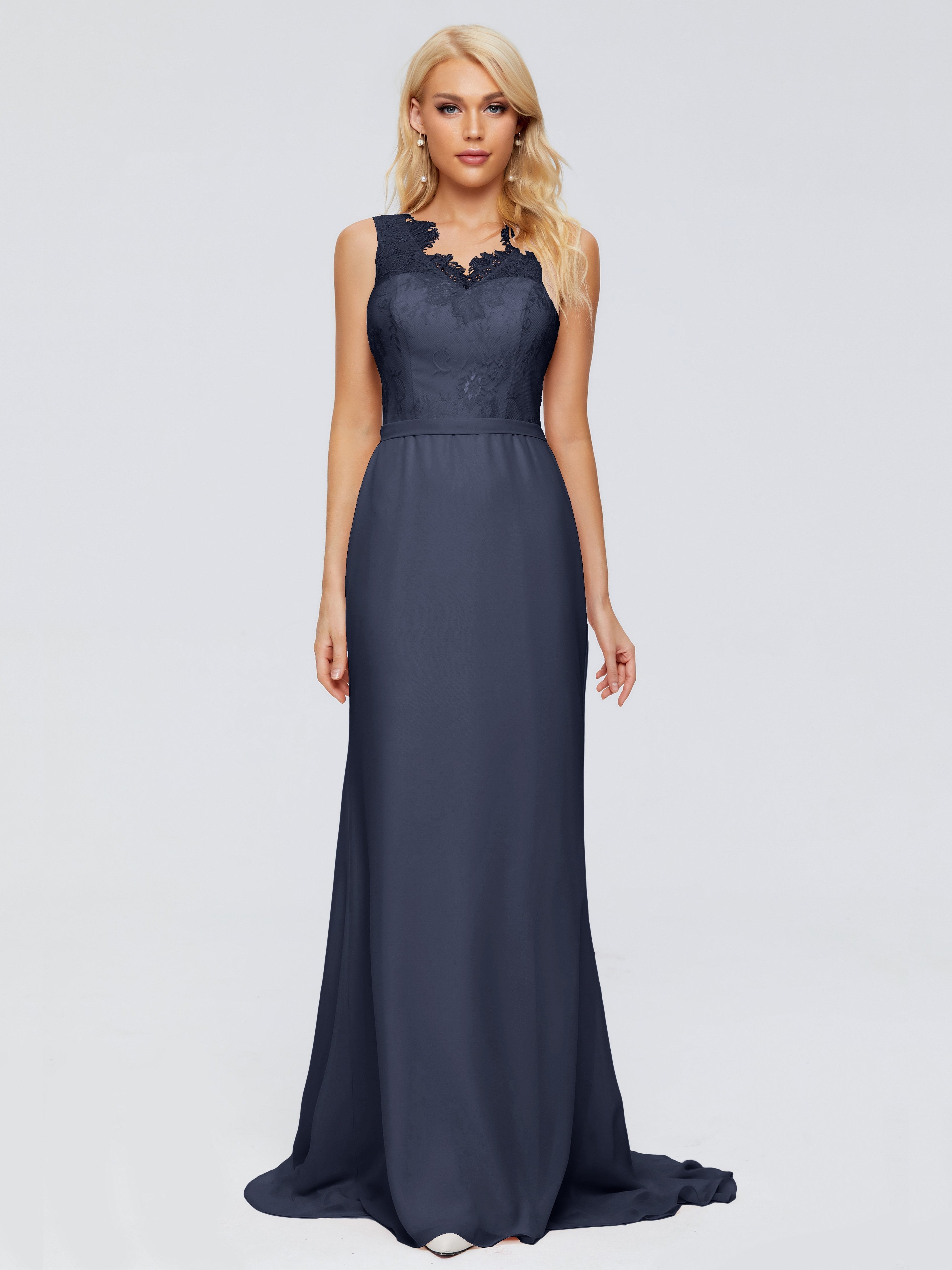Alexis Hourglass V-Neck Lace Bridesmaid Dresses