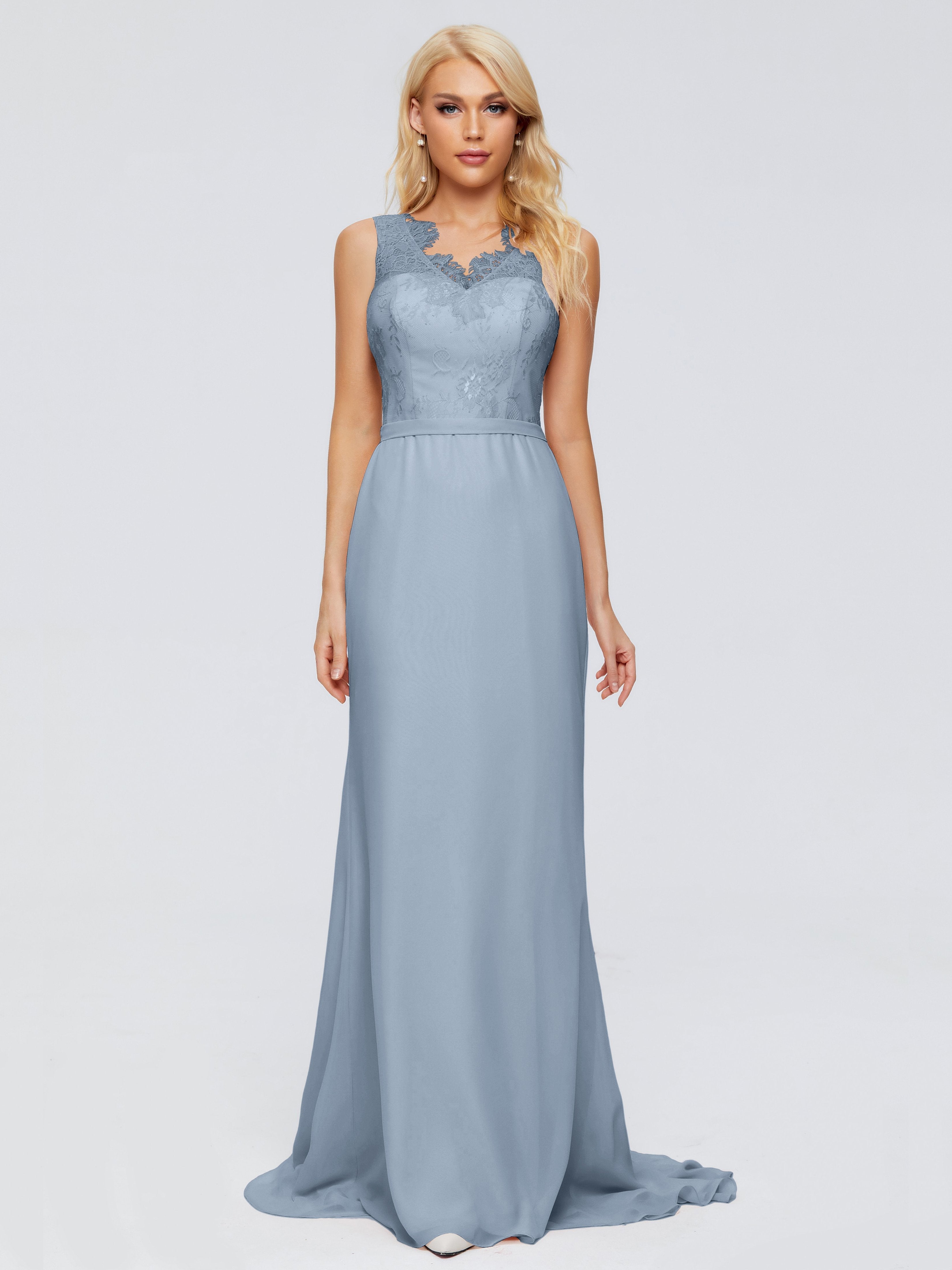 Alexis Hourglass V-Neck Lace Bridesmaid Dresses