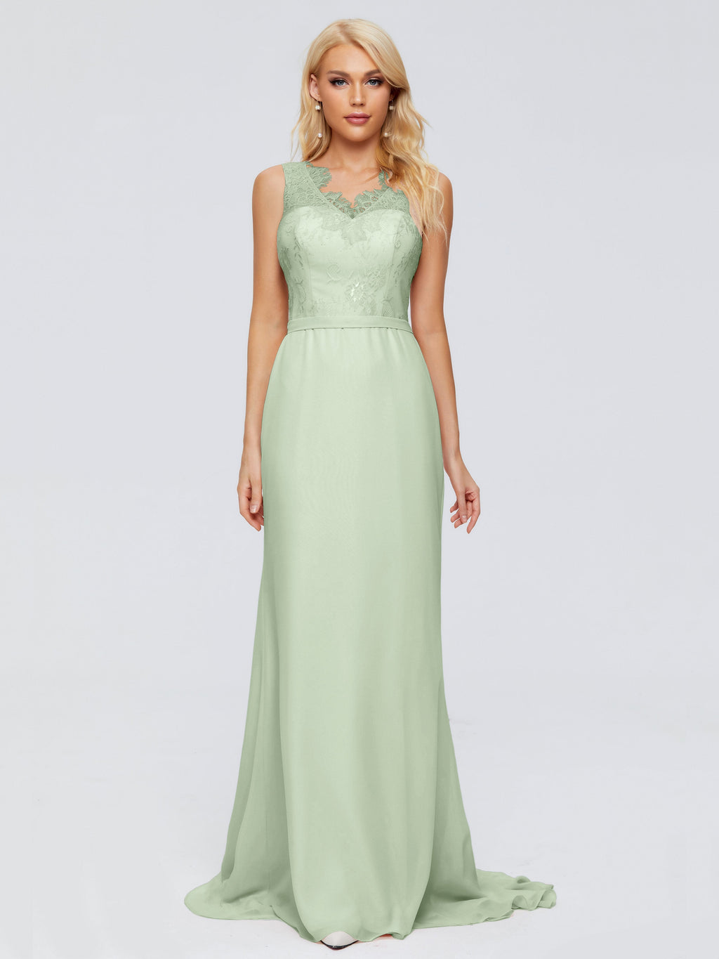 Alexis Hourglass V-Neck Lace Bridesmaid Dresses