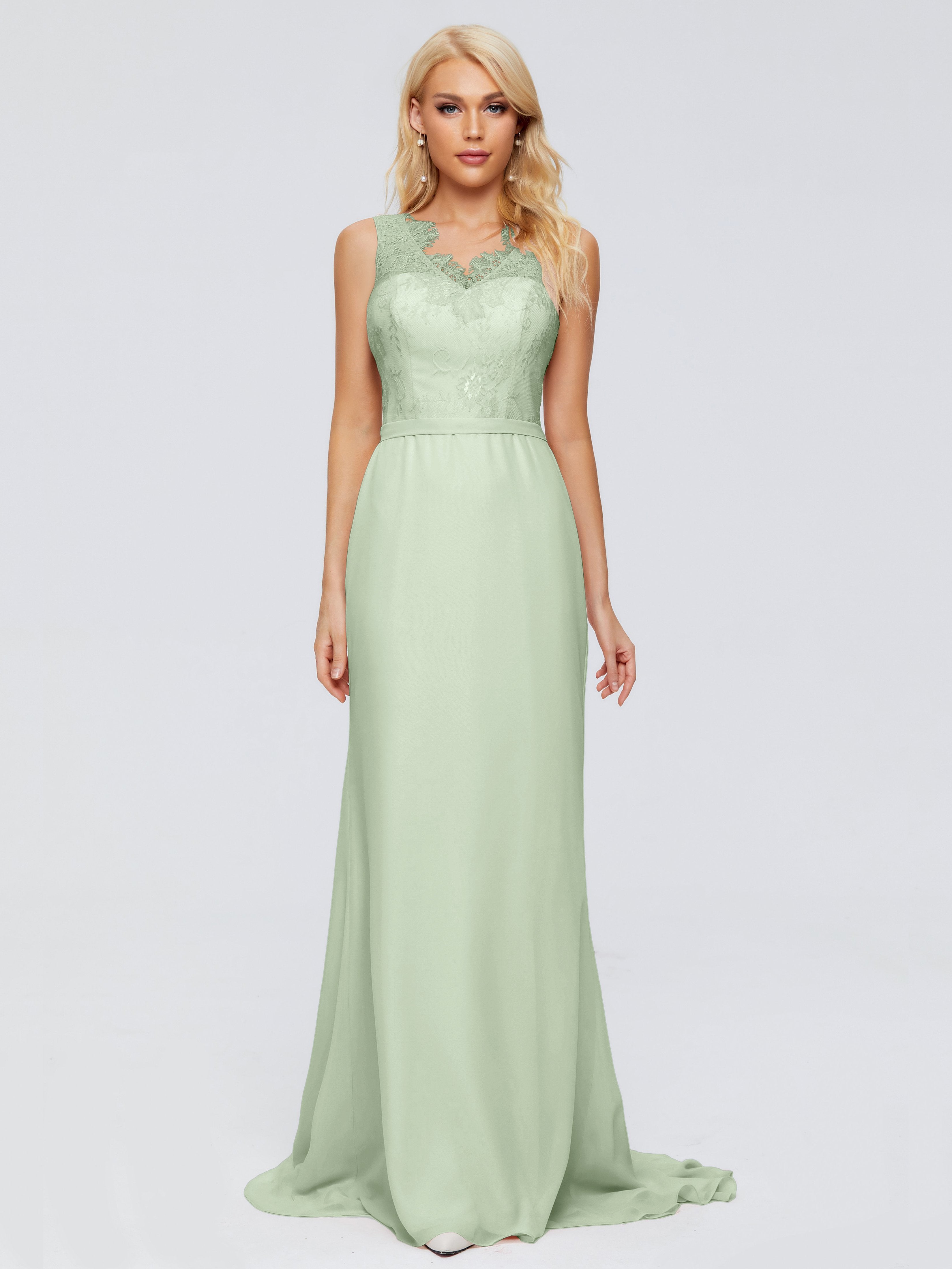 Alexis Hourglass V-Neck Lace Bridesmaid Dresses