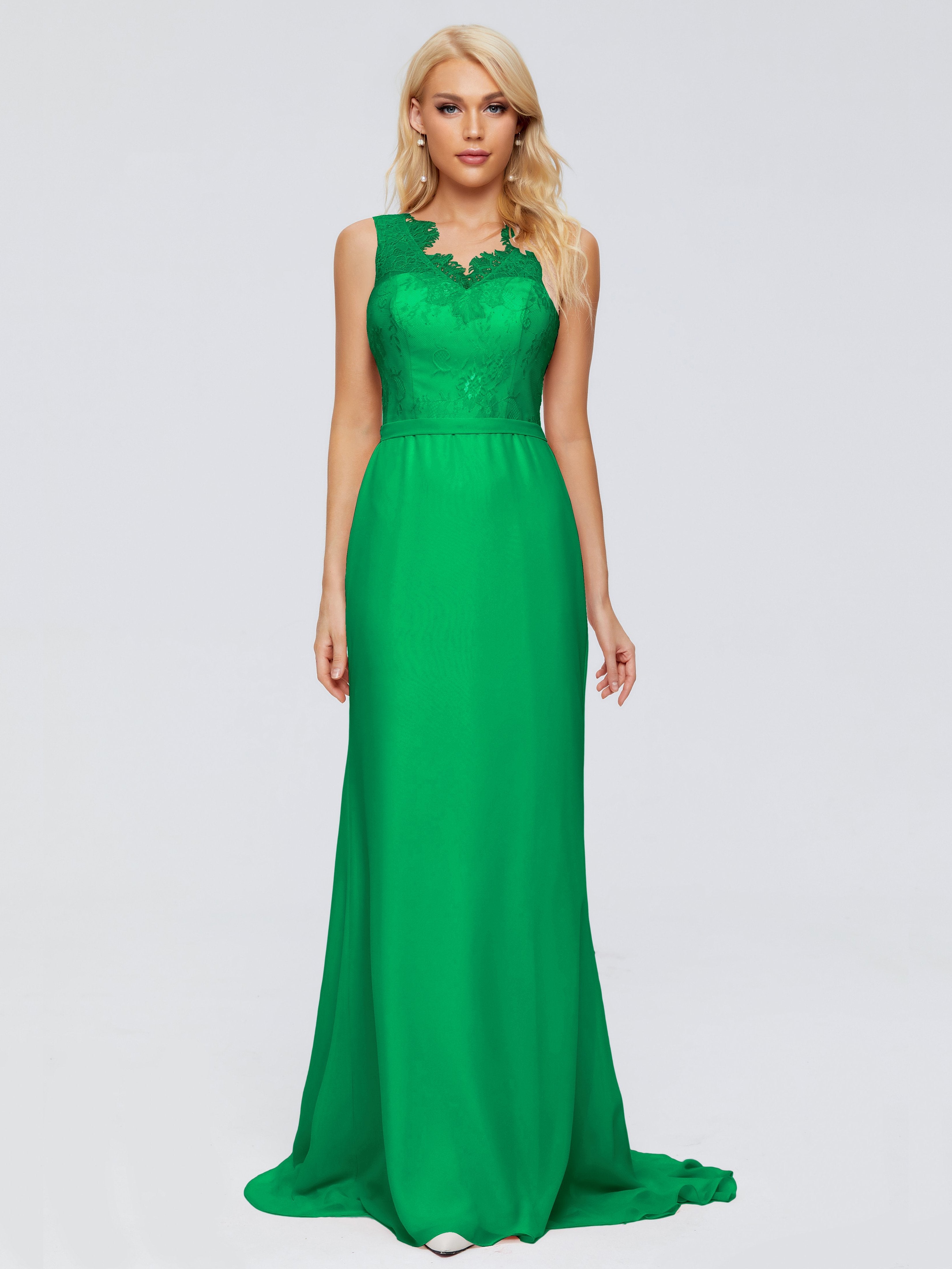 Alexis Hourglass V-Neck Lace Bridesmaid Dresses