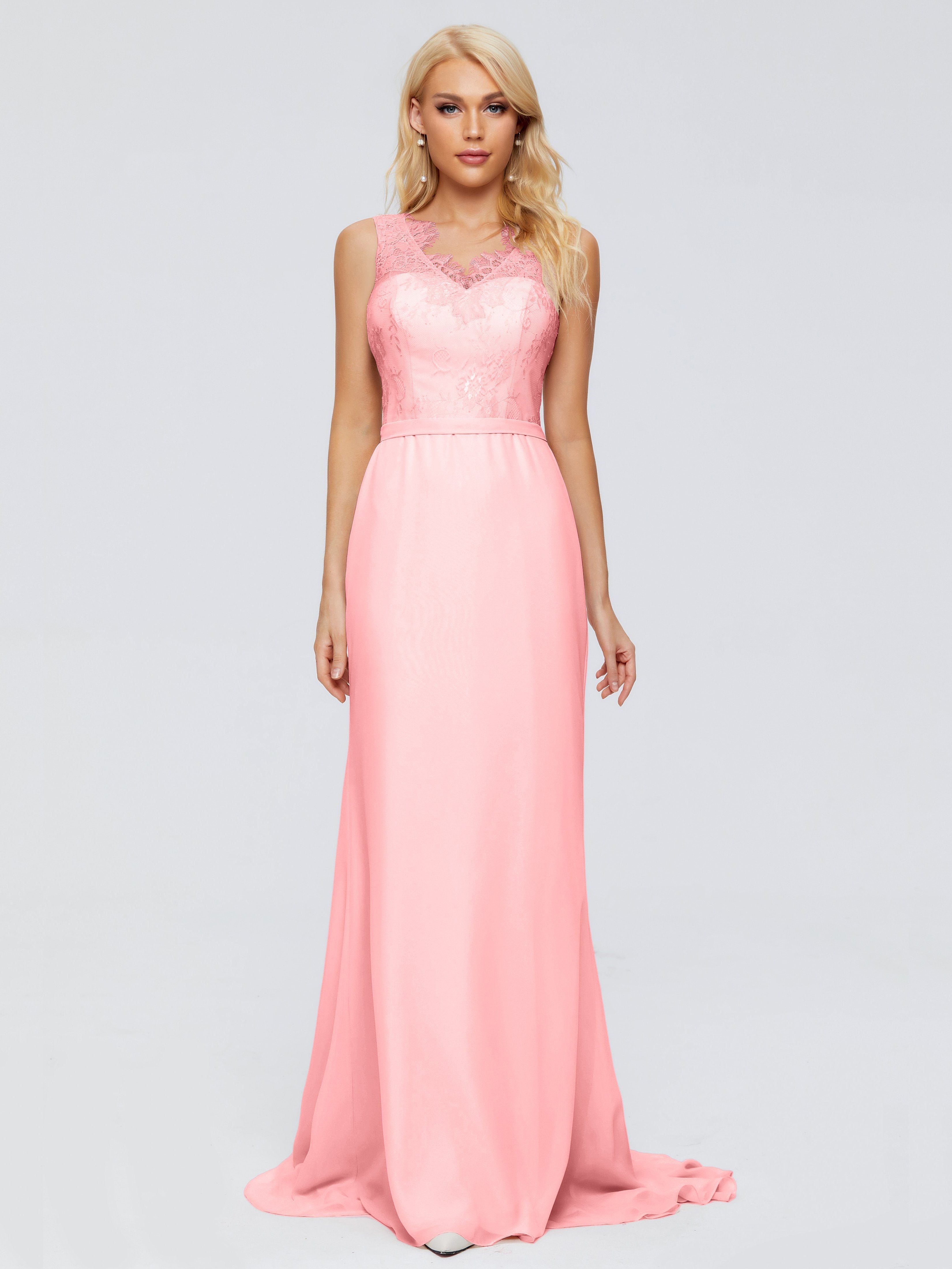 Alexis Hourglass V-Neck Lace Bridesmaid Dresses