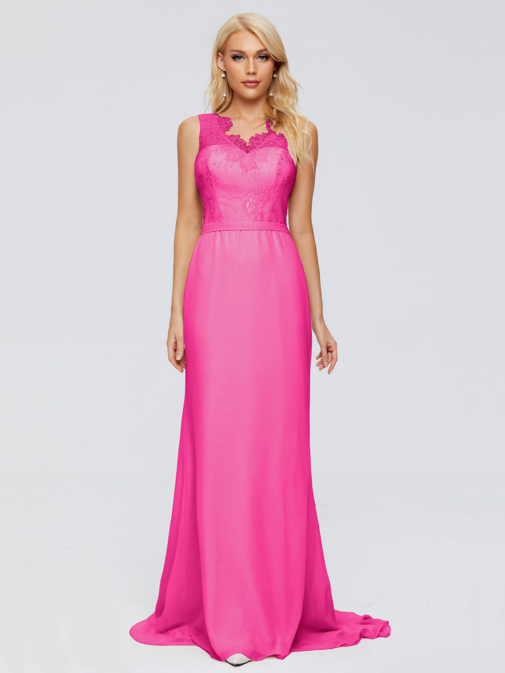 Alexis Hourglass V-Neck Lace Bridesmaid Dresses