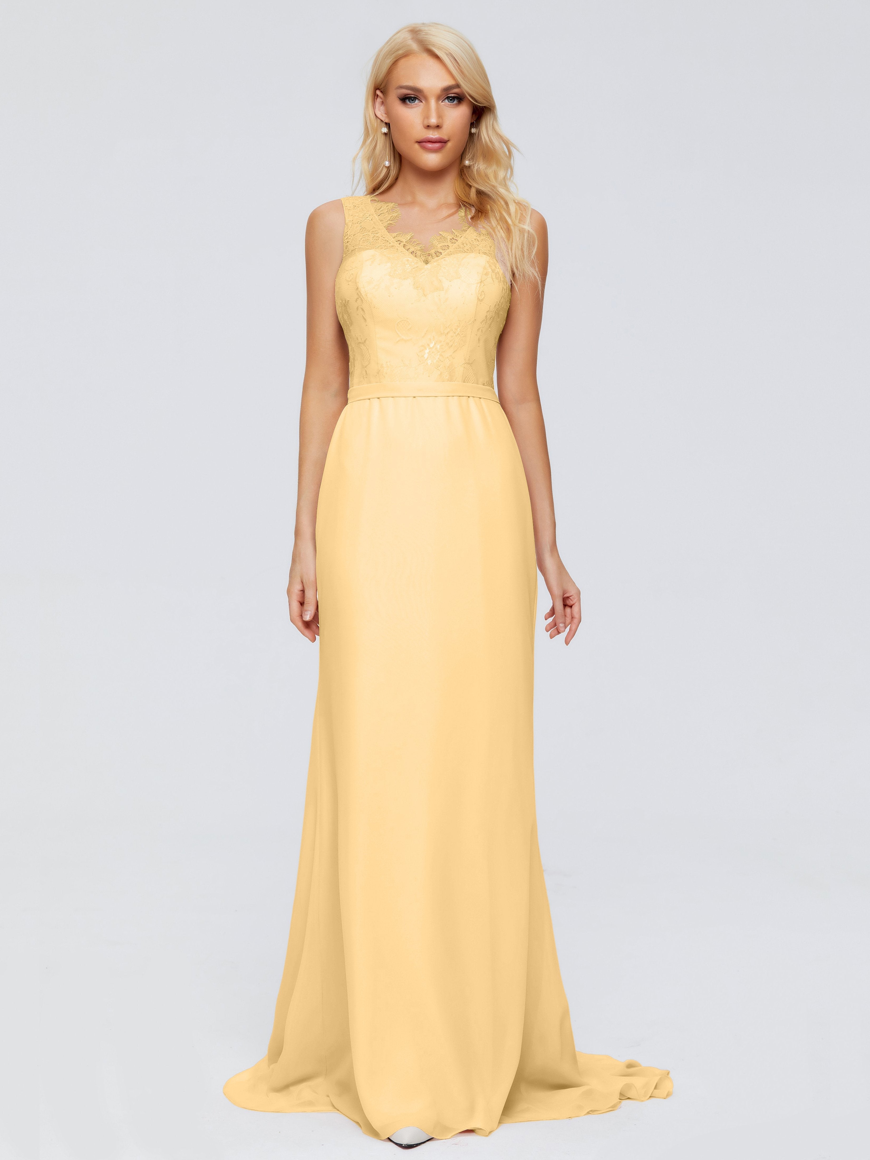 Alexis Hourglass V-Neck Lace Bridesmaid Dresses