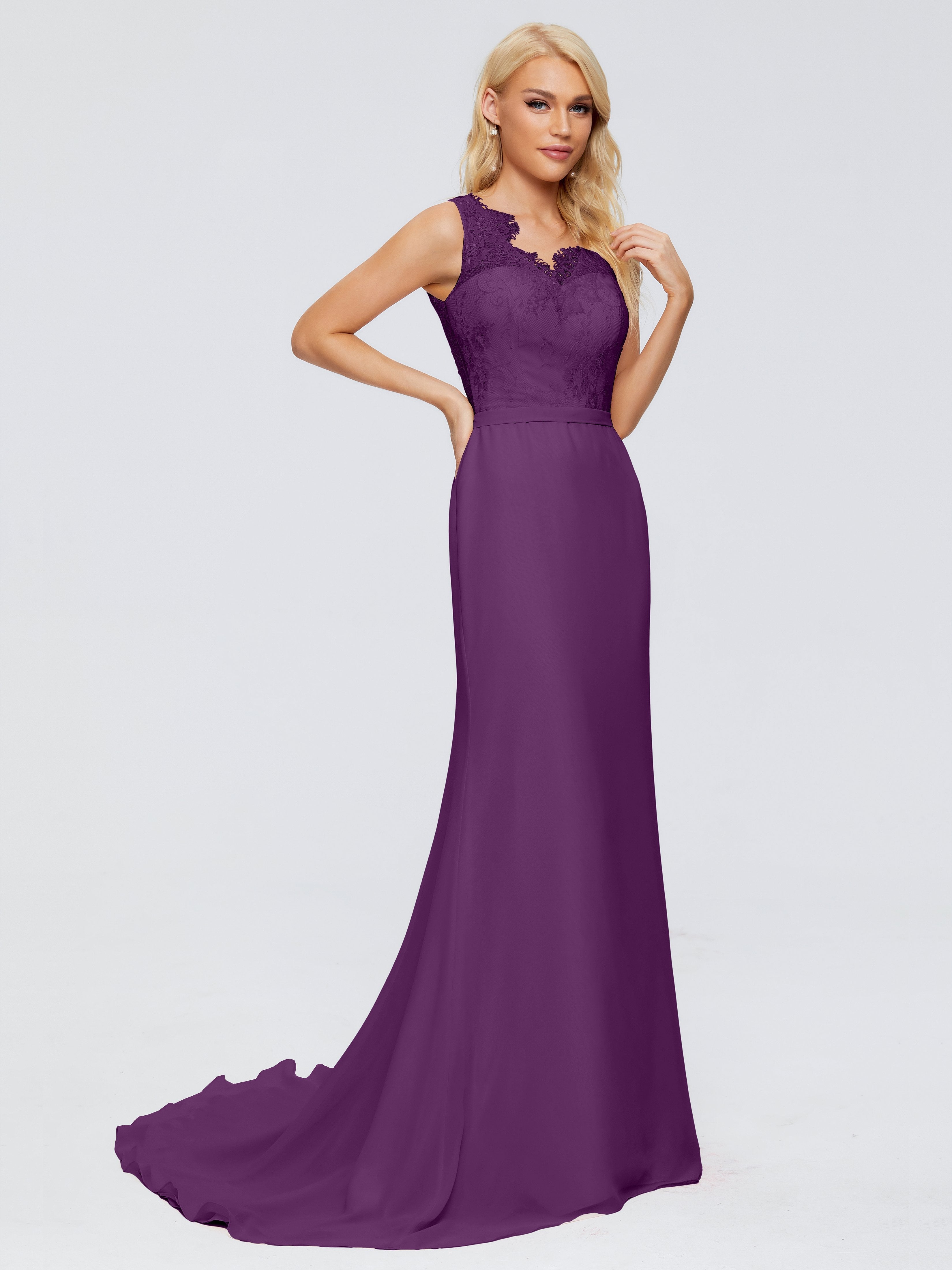 Alexis Hourglass V-Neck Lace Bridesmaid Dresses