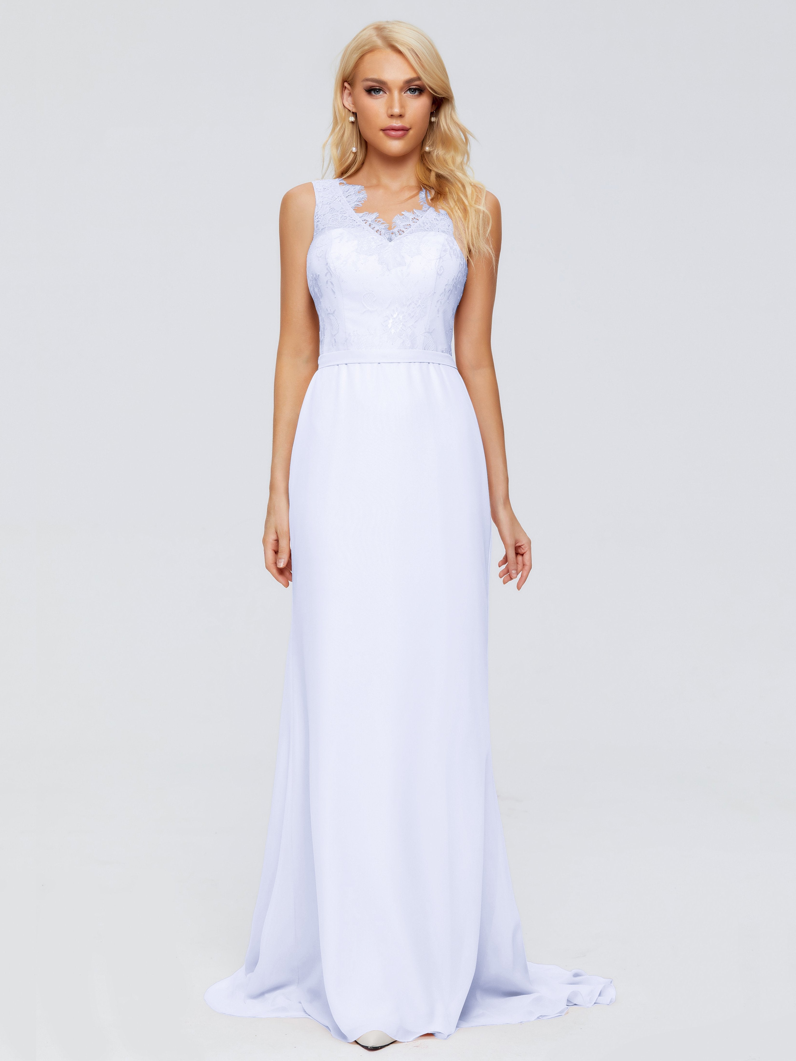 Alexis Hourglass V-Neck Lace Bridesmaid Dresses