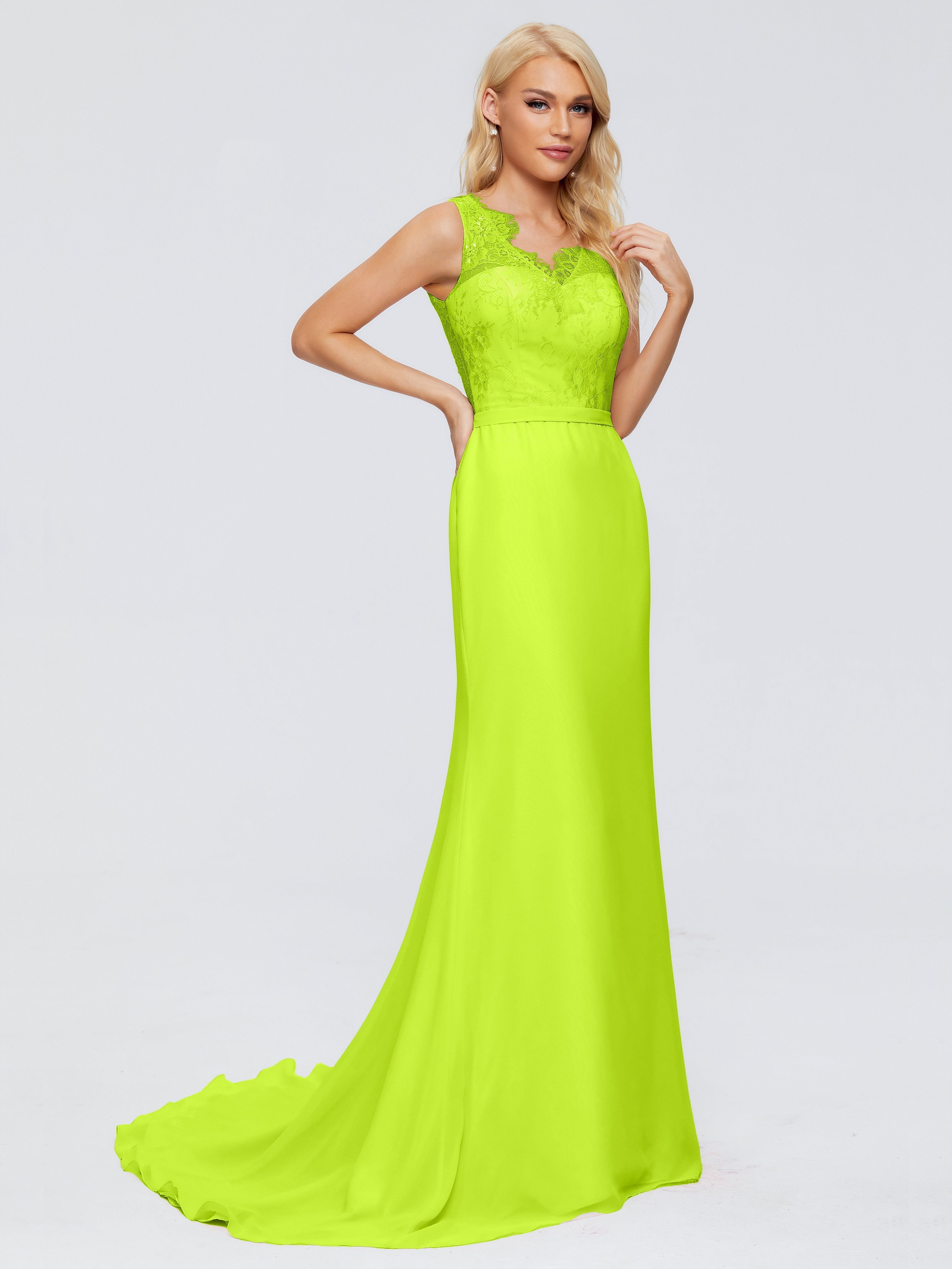 Alexis Hourglass V-Neck Lace Bridesmaid Dresses