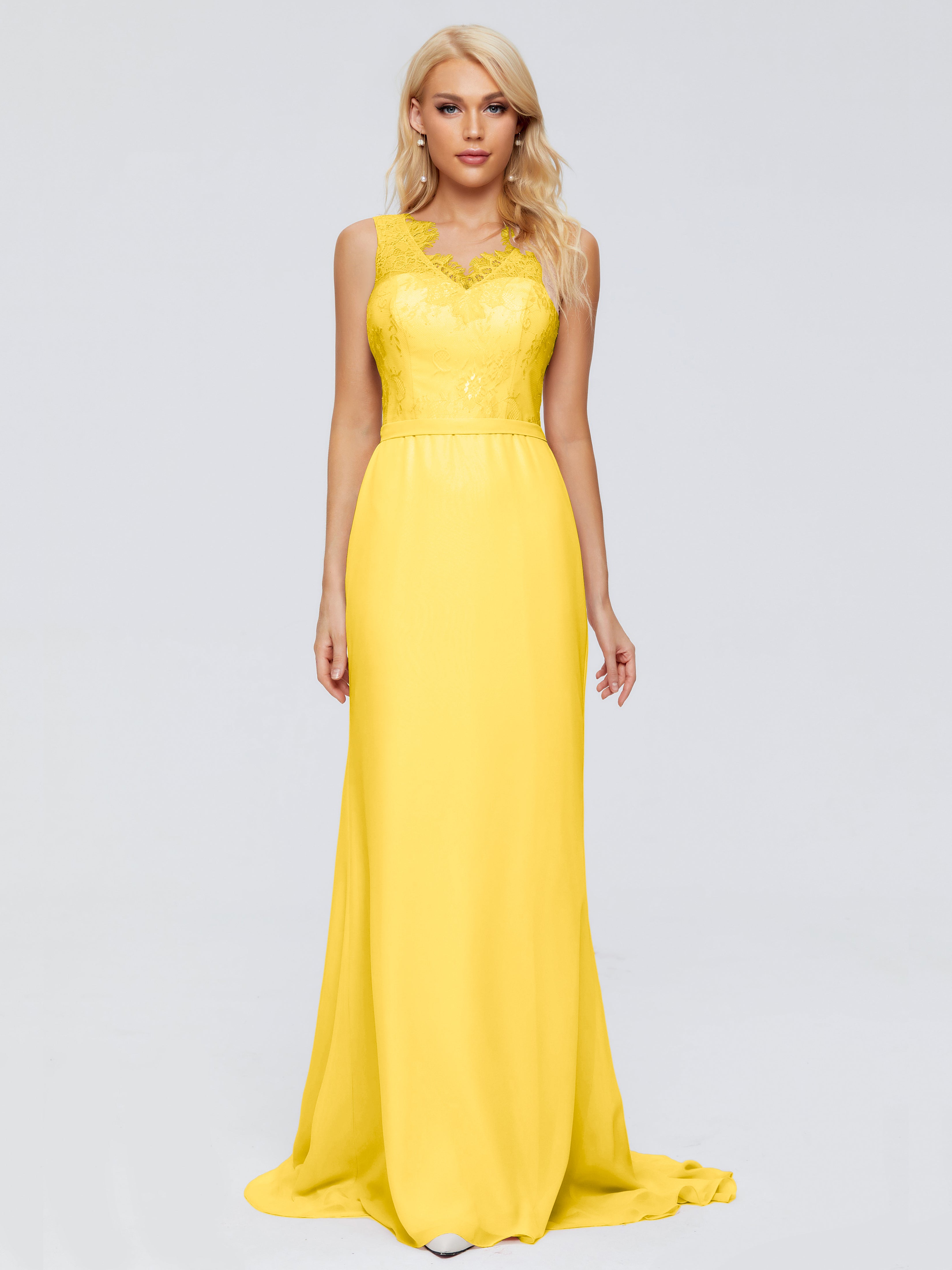 Alexis Hourglass V-Neck Lace Bridesmaid Dresses