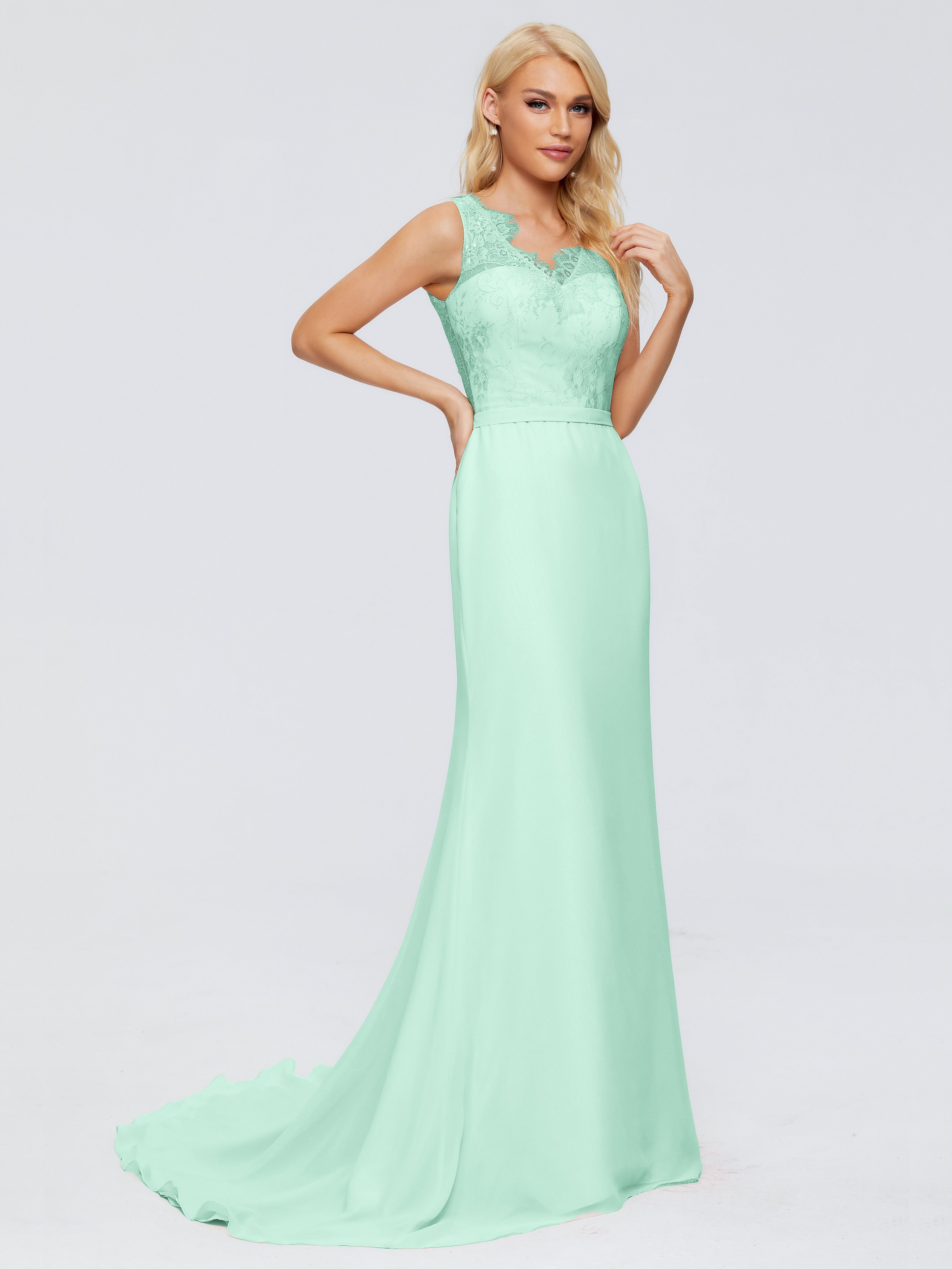 Alexis Hourglass V-Neck Lace Bridesmaid Dresses