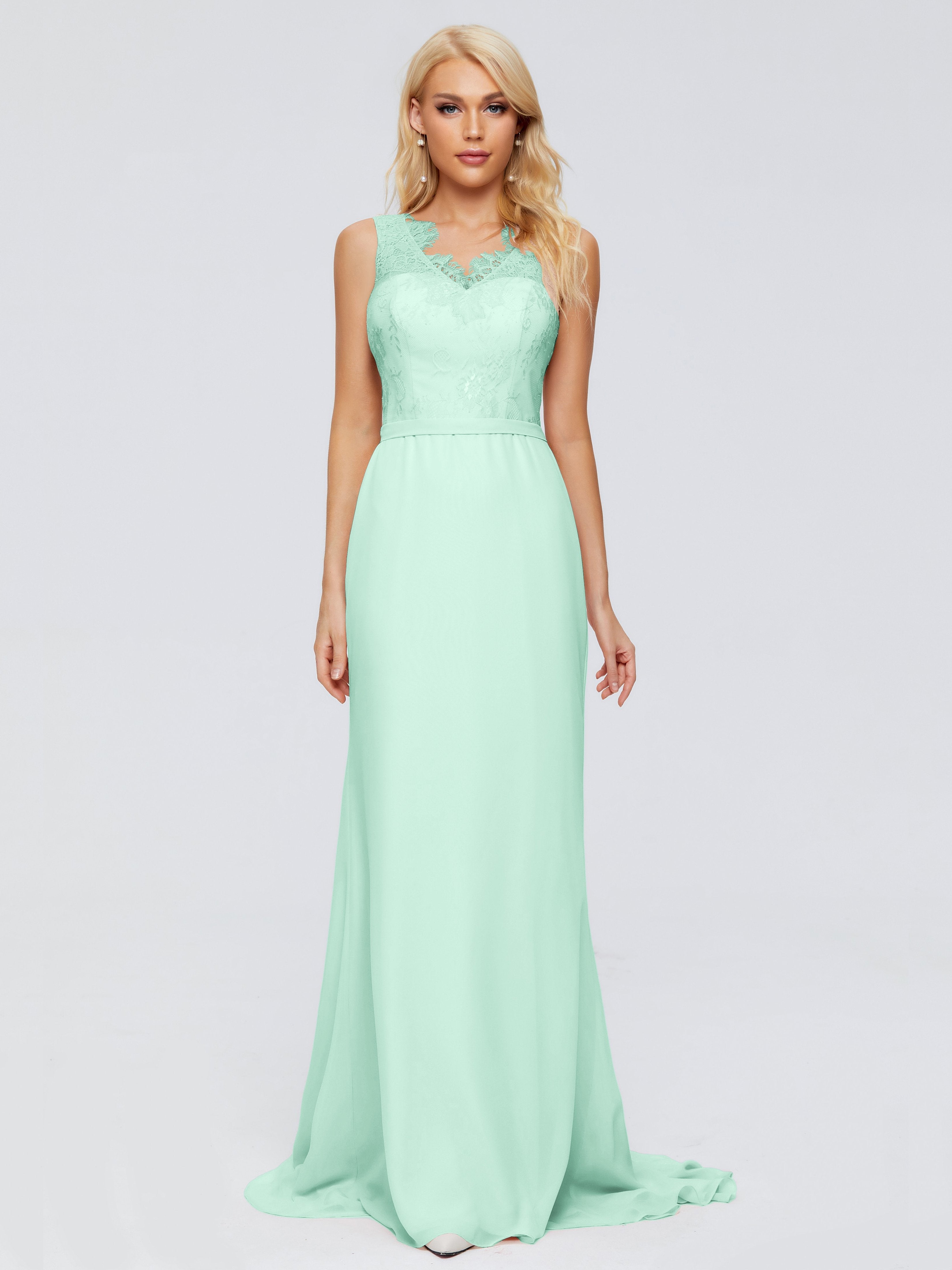 Alexis Hourglass V-Neck Lace Bridesmaid Dresses
