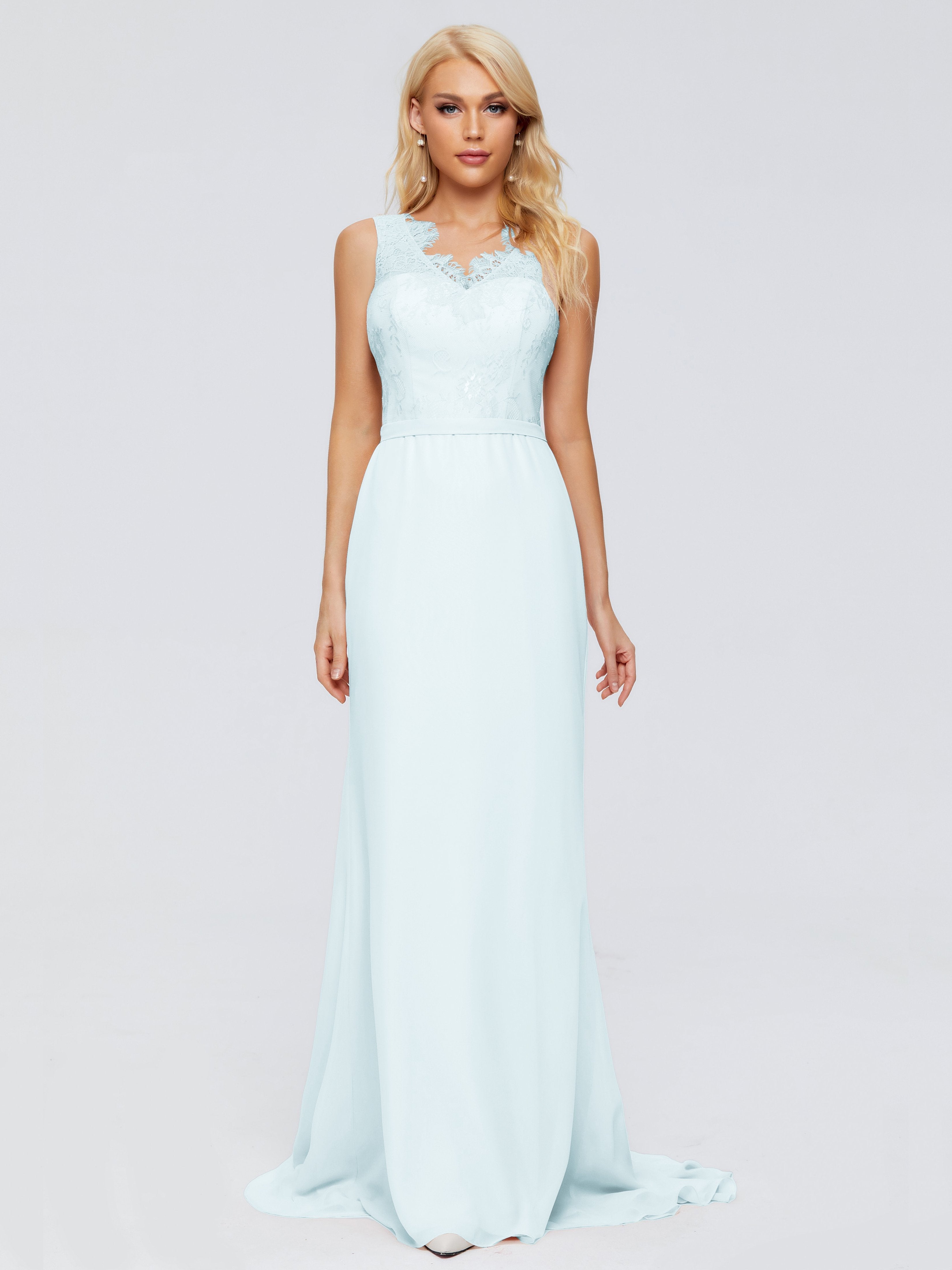 Alexis Hourglass V-Neck Lace Bridesmaid Dresses