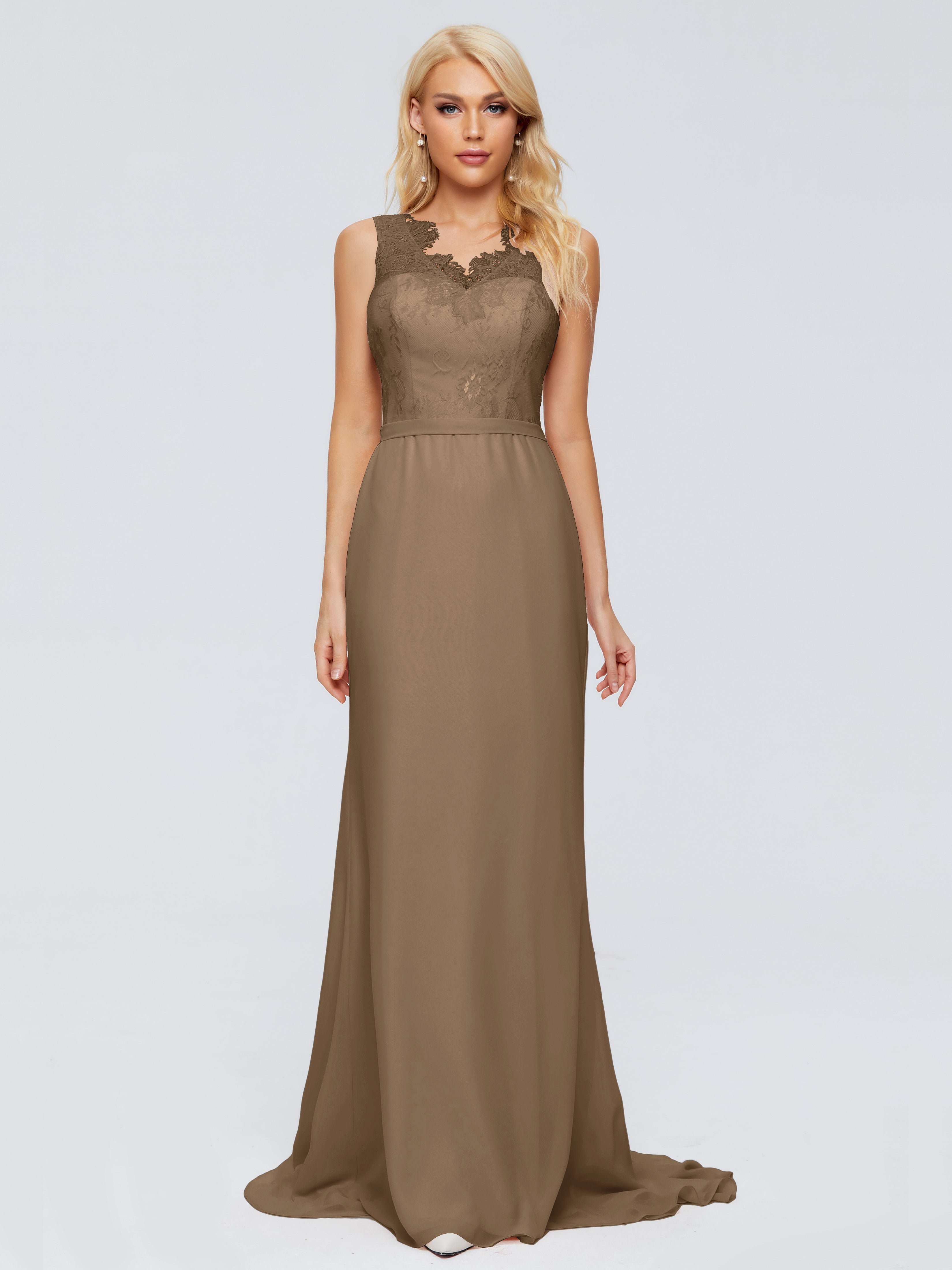 Alexis Hourglass V-Neck Lace Bridesmaid Dresses