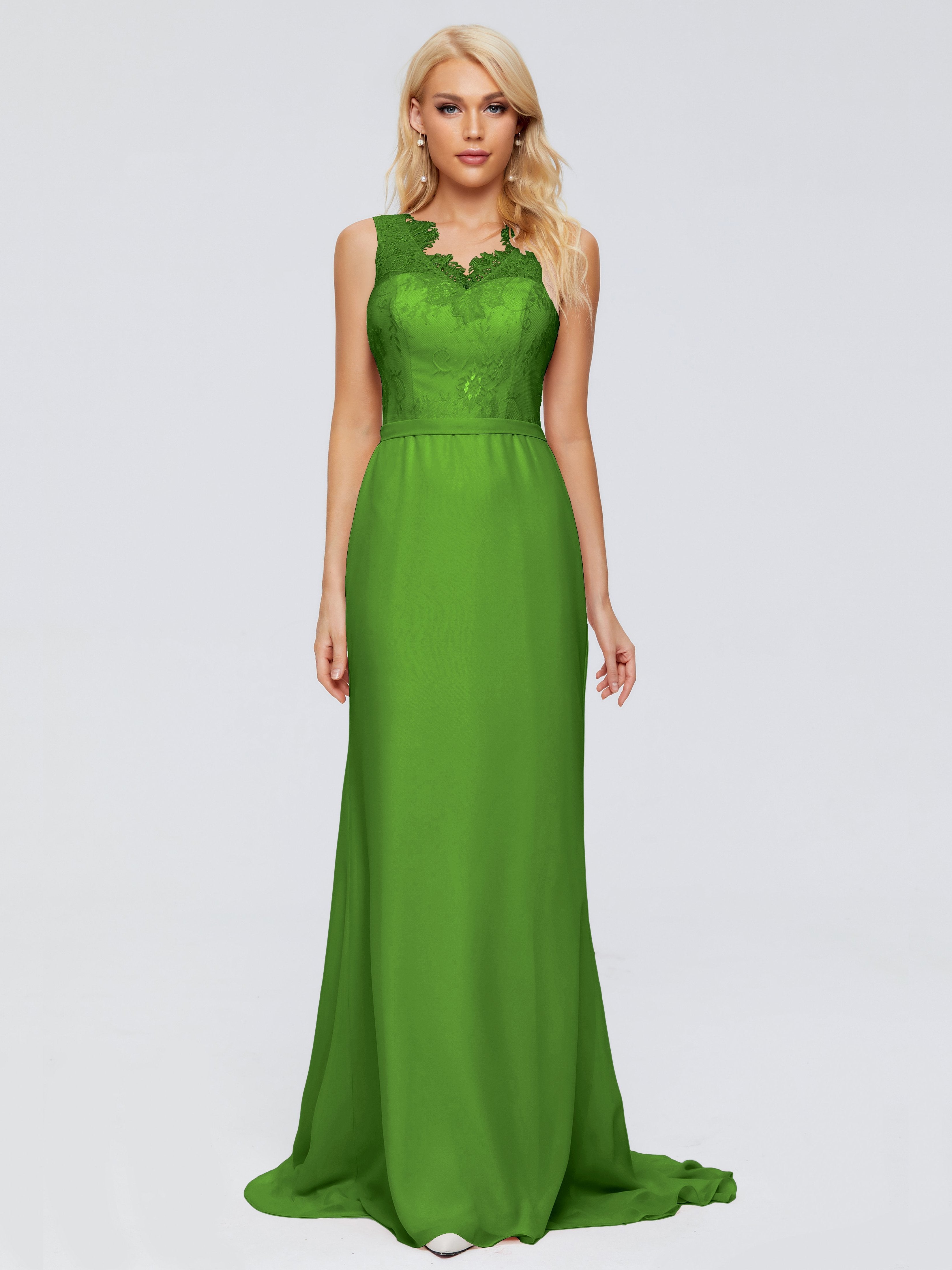 Alexis Hourglass V-Neck Lace Bridesmaid Dresses