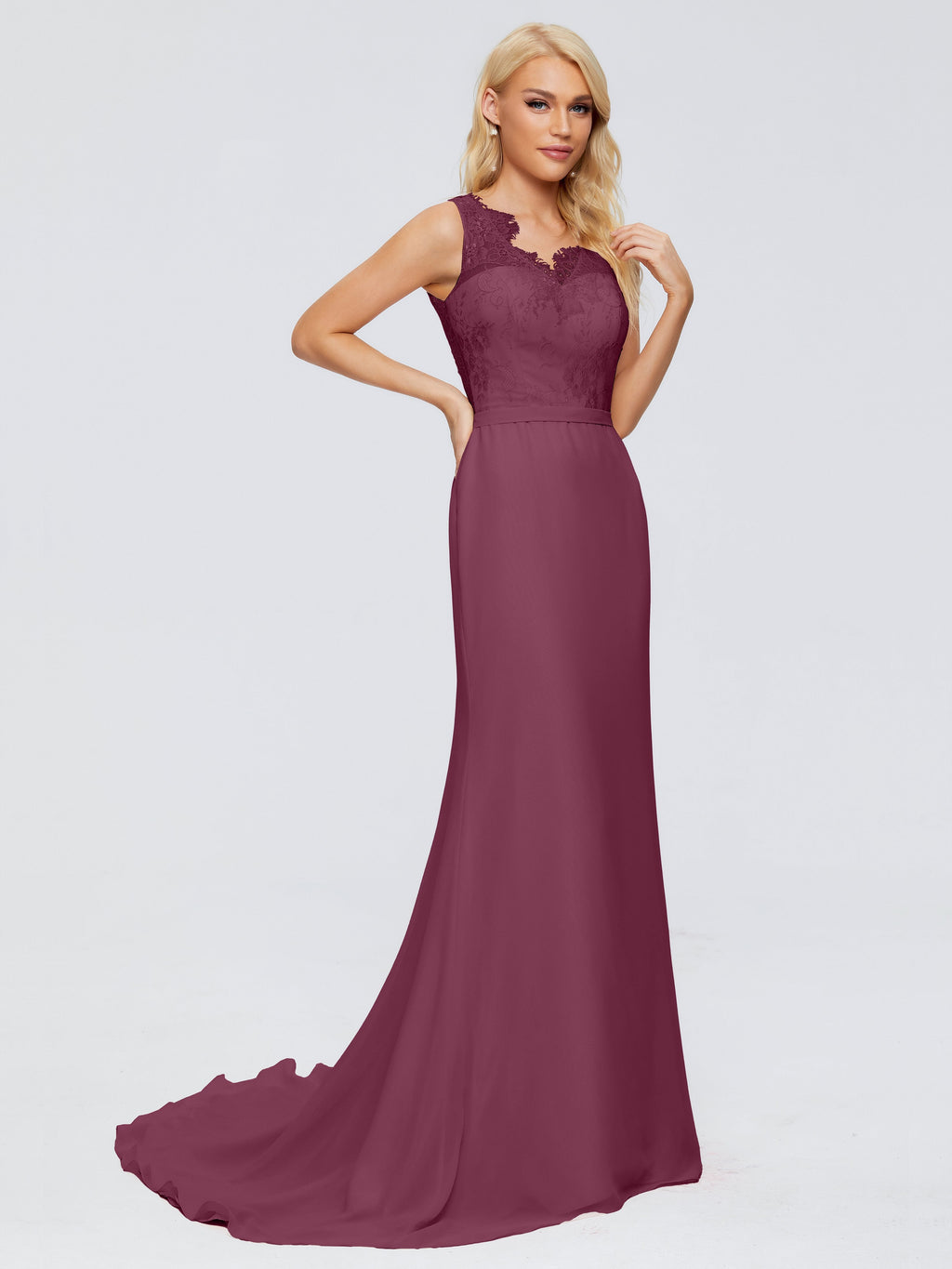 Alexis Hourglass V-Neck Lace Bridesmaid Dresses