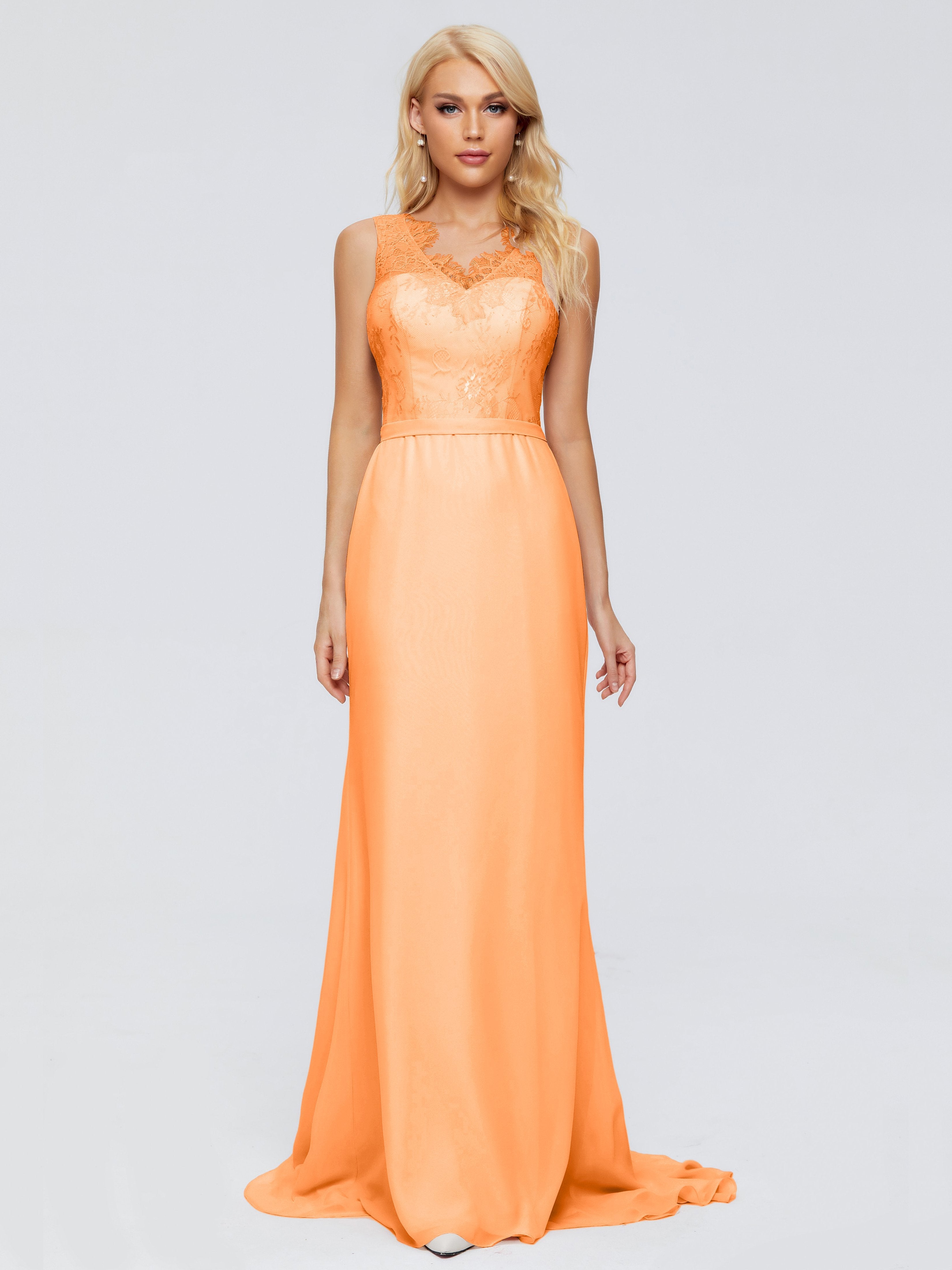 Alexis Hourglass V-Neck Lace Bridesmaid Dresses