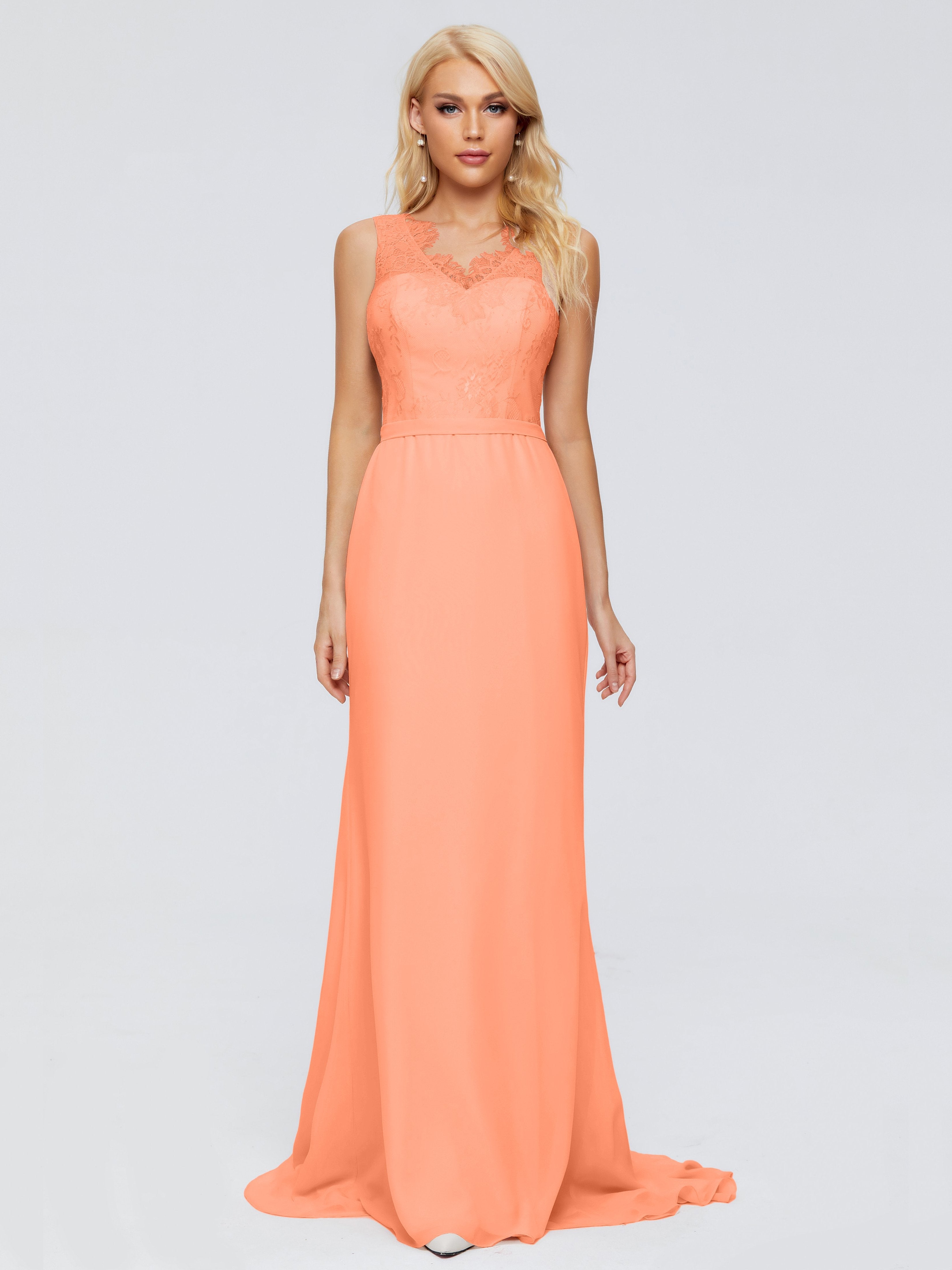 Alexis Hourglass V-Neck Lace Bridesmaid Dresses