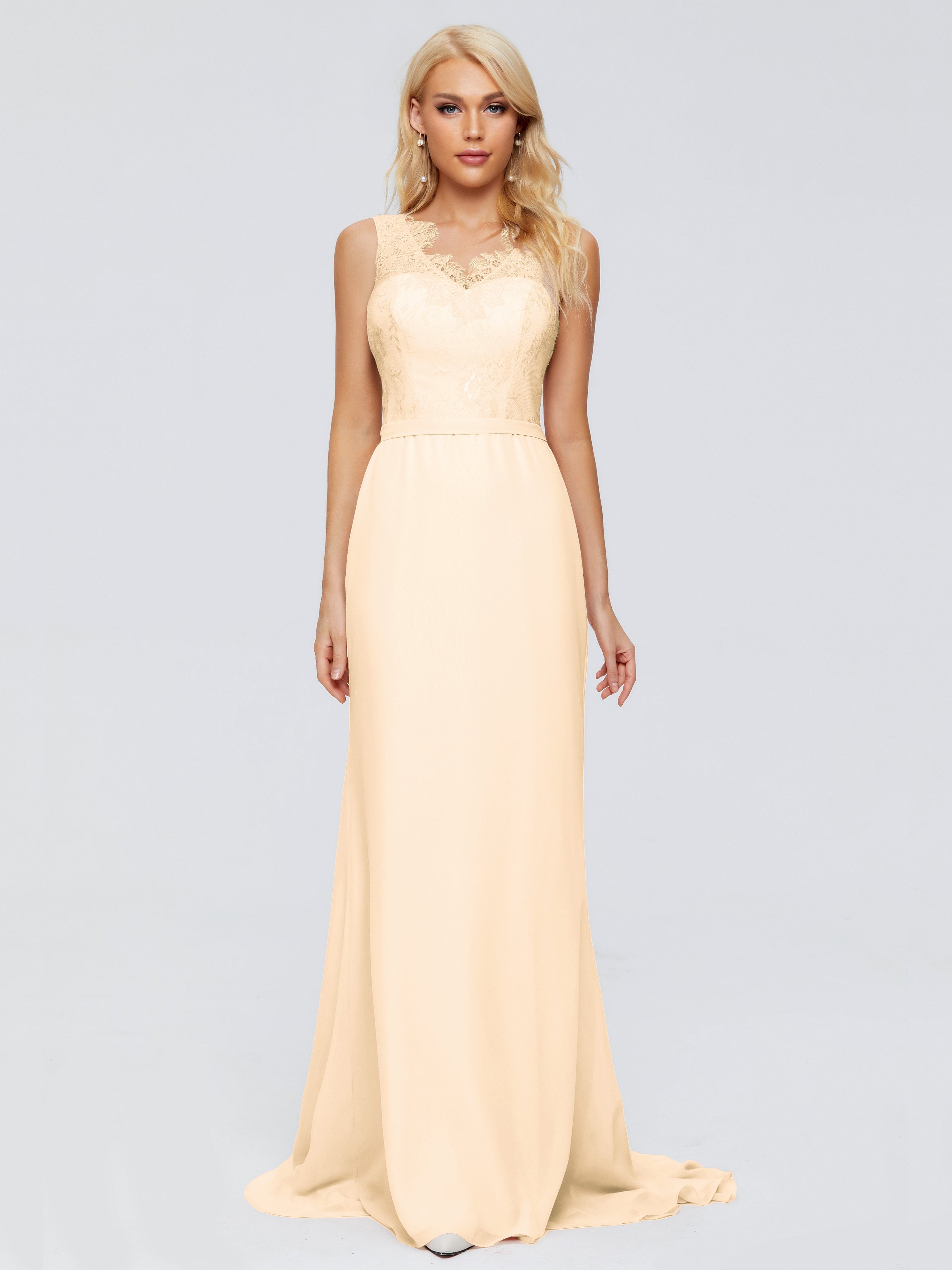 Alexis Hourglass V-Neck Lace Bridesmaid Dresses