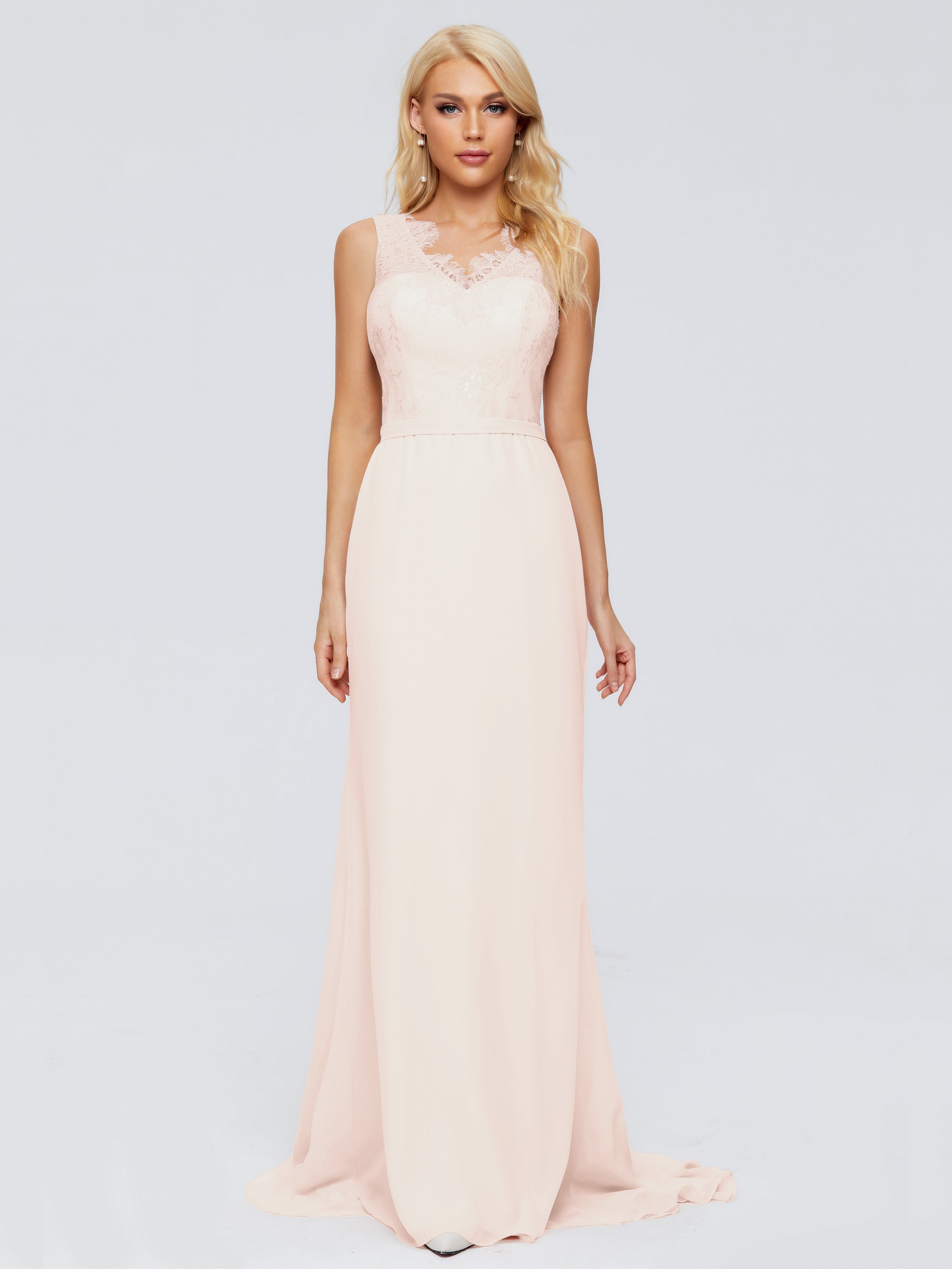 Alexis Hourglass V-Neck Lace Bridesmaid Dresses