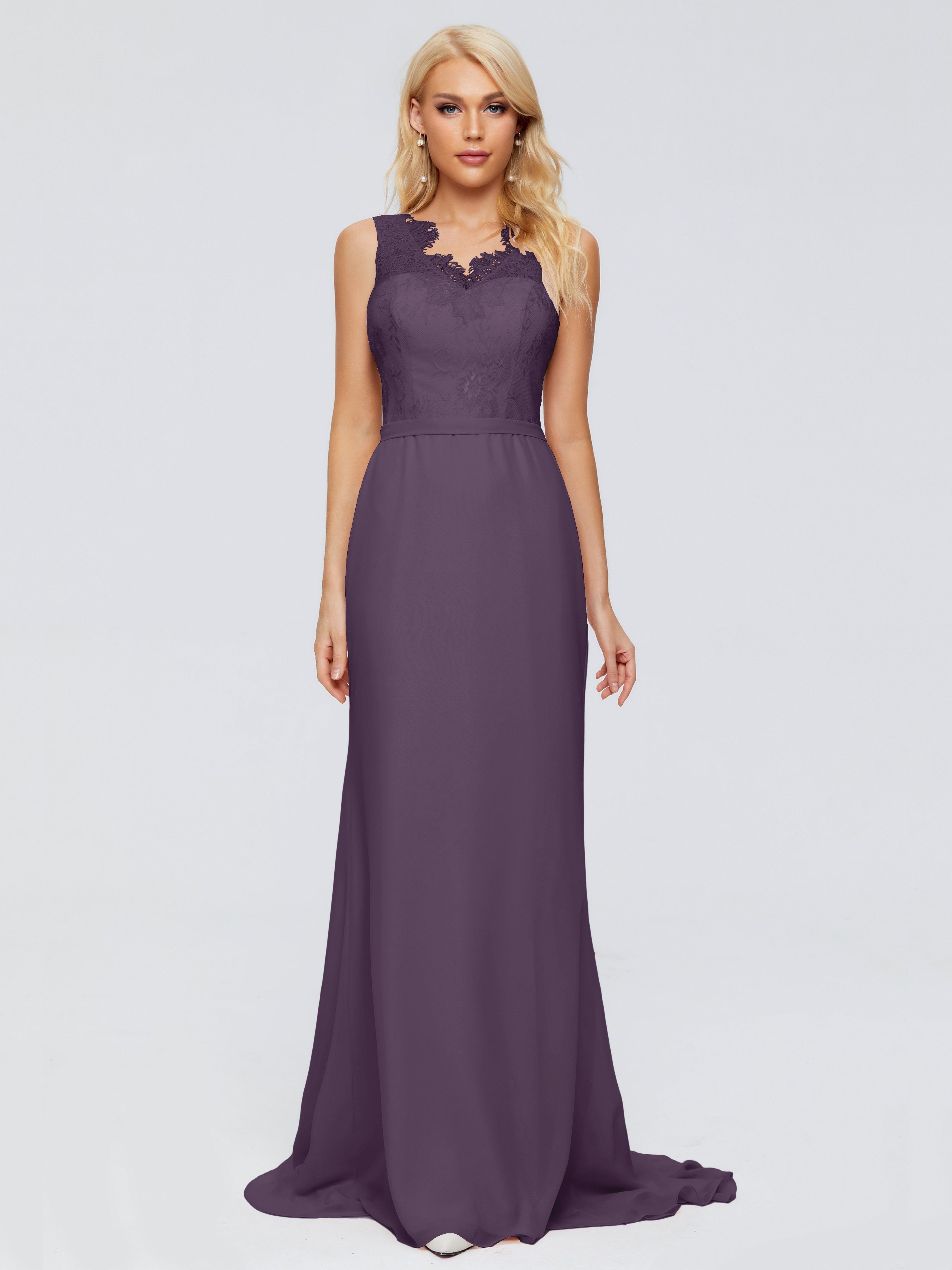 Alexis Hourglass V-Neck Lace Bridesmaid Dresses