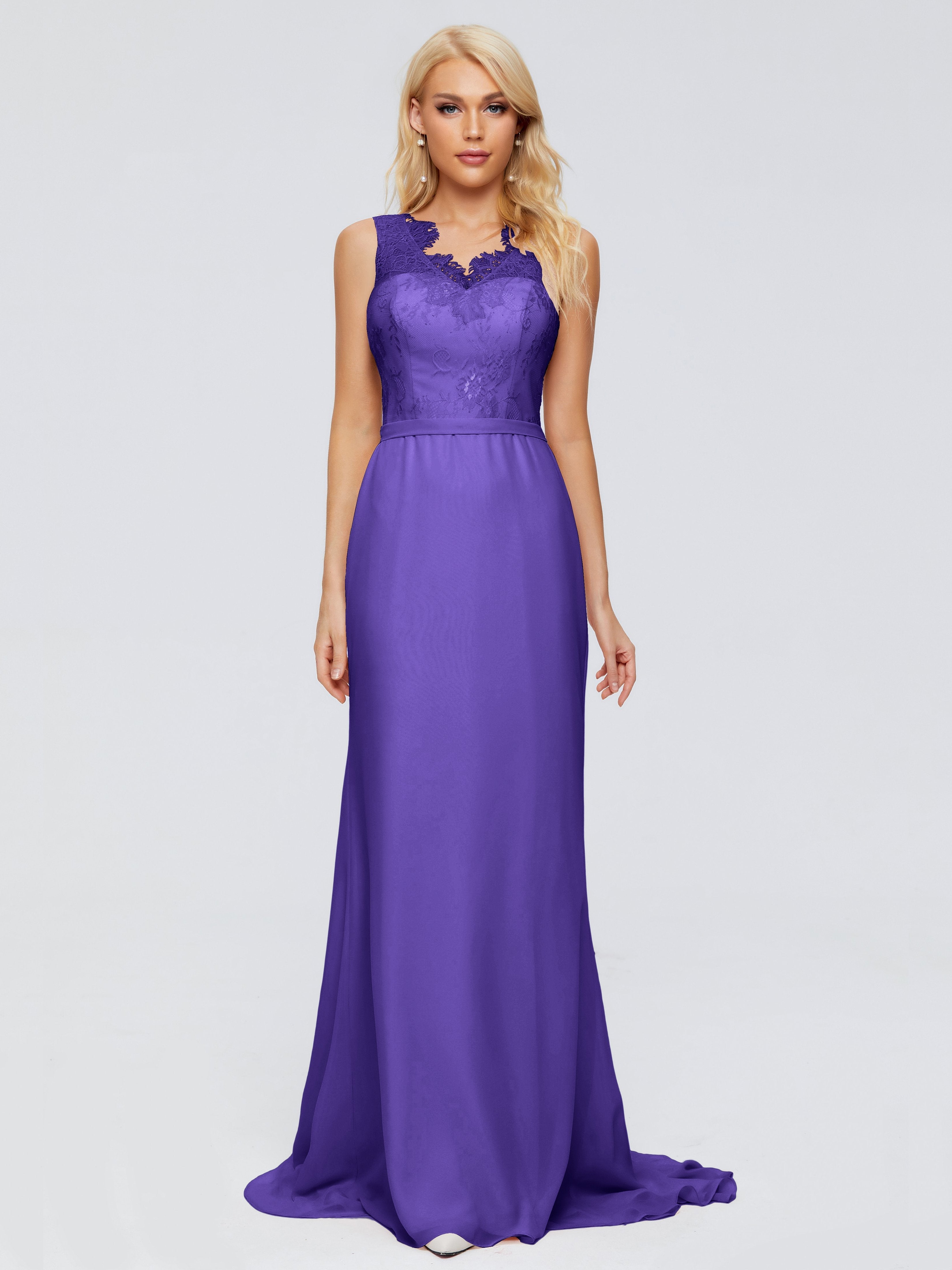 Alexis Hourglass V-Neck Lace Bridesmaid Dresses