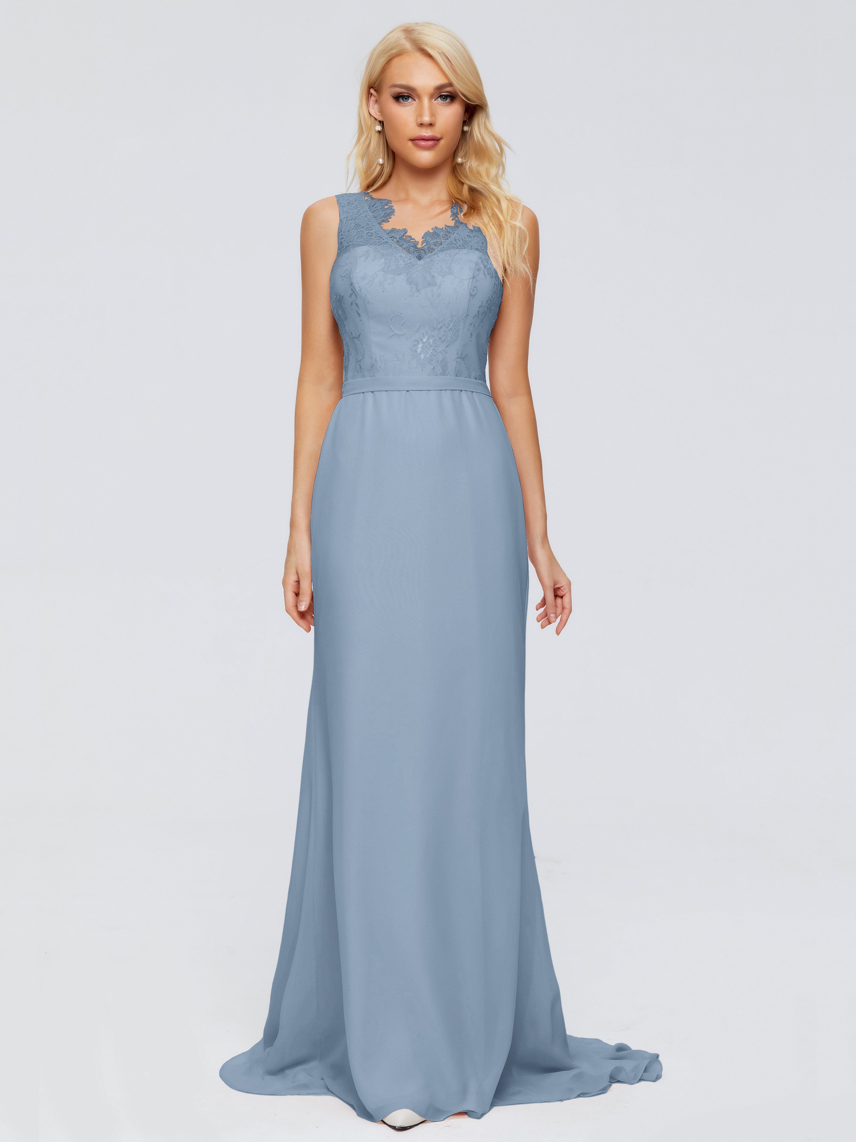 Alexis Hourglass V-Neck Lace Bridesmaid Dresses