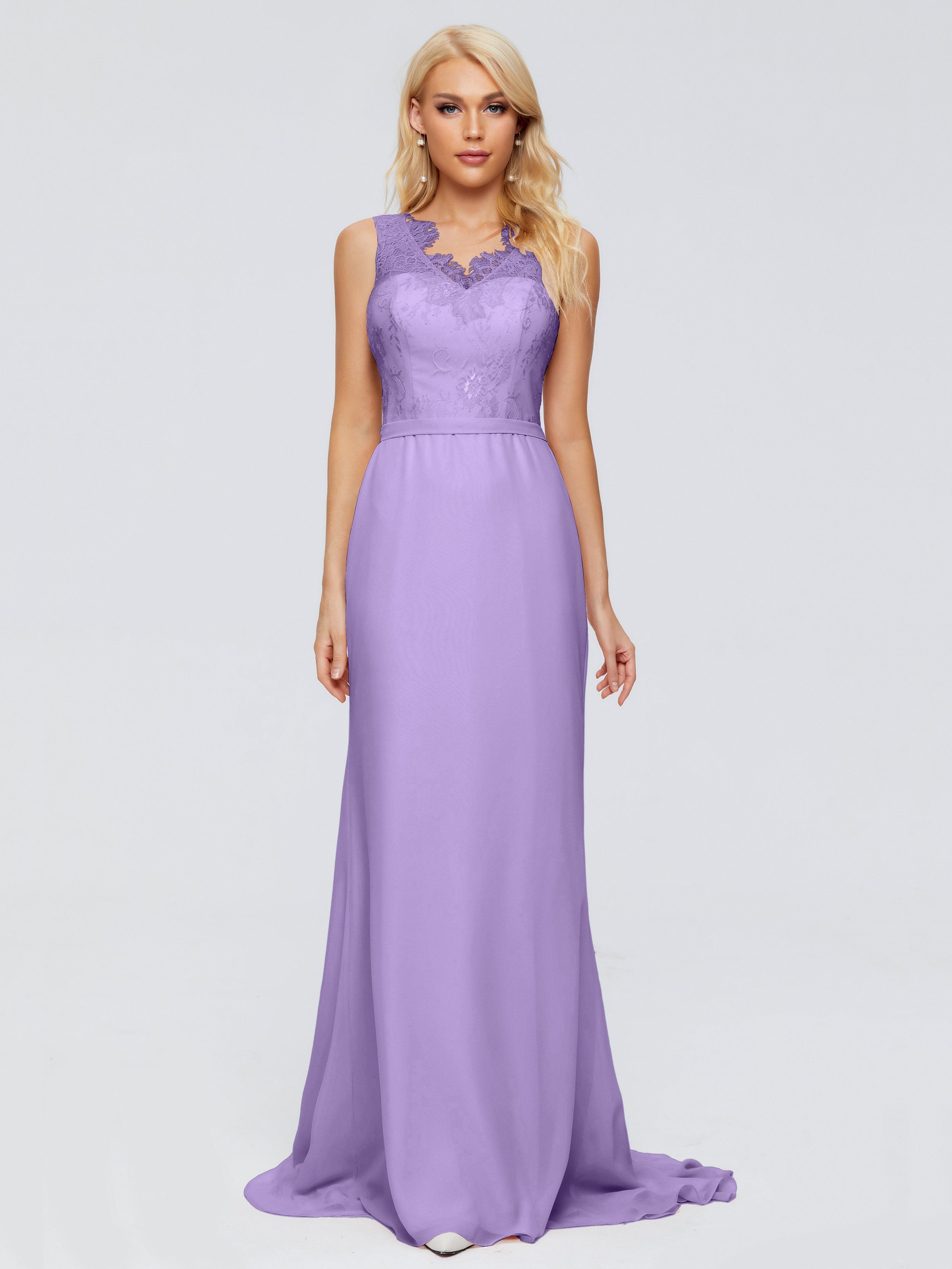 Alexis Hourglass V-Neck Lace Bridesmaid Dresses