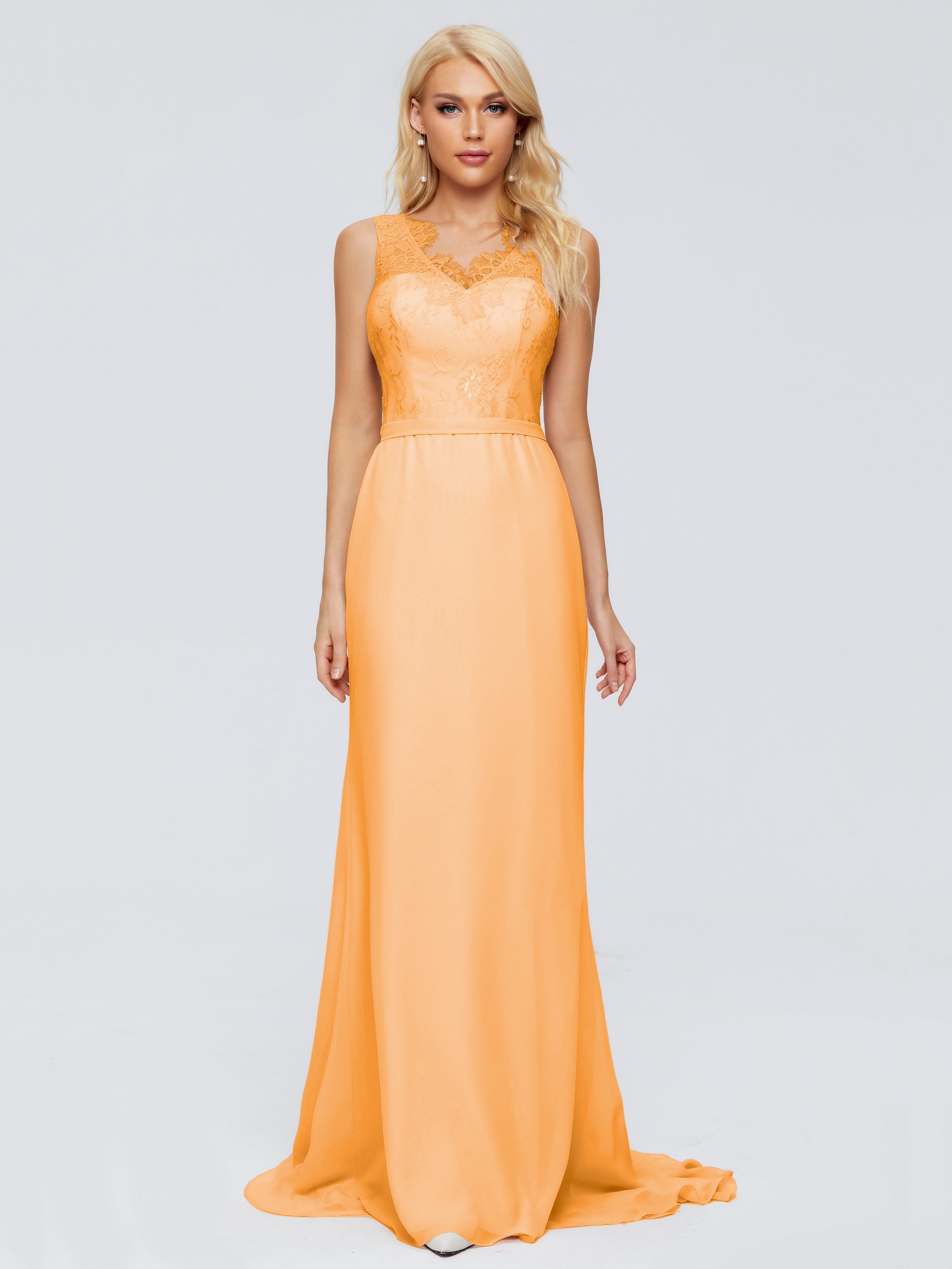 Alexis Hourglass V-Neck Lace Bridesmaid Dresses