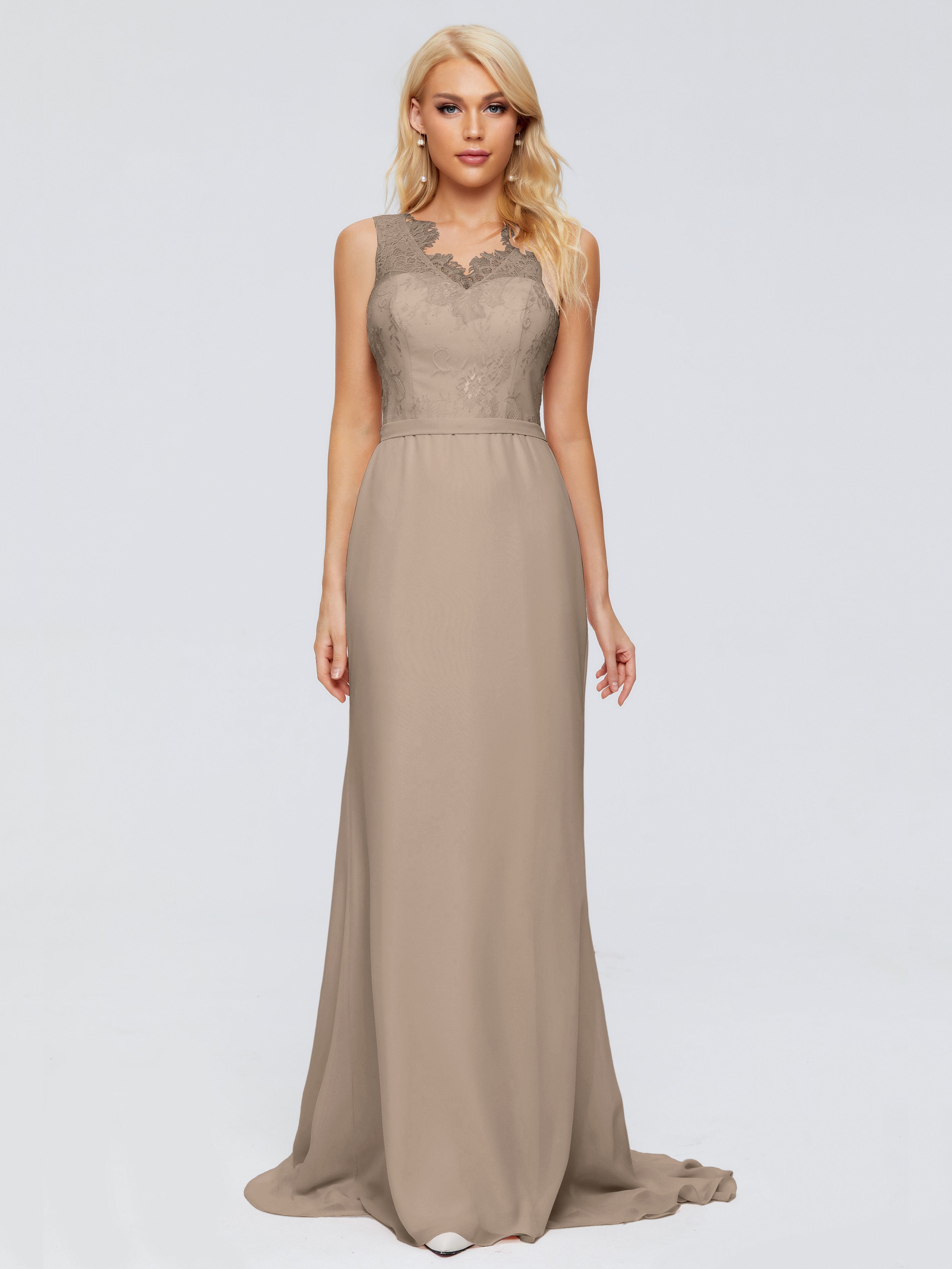 Alexis Hourglass V-Neck Lace Bridesmaid Dresses
