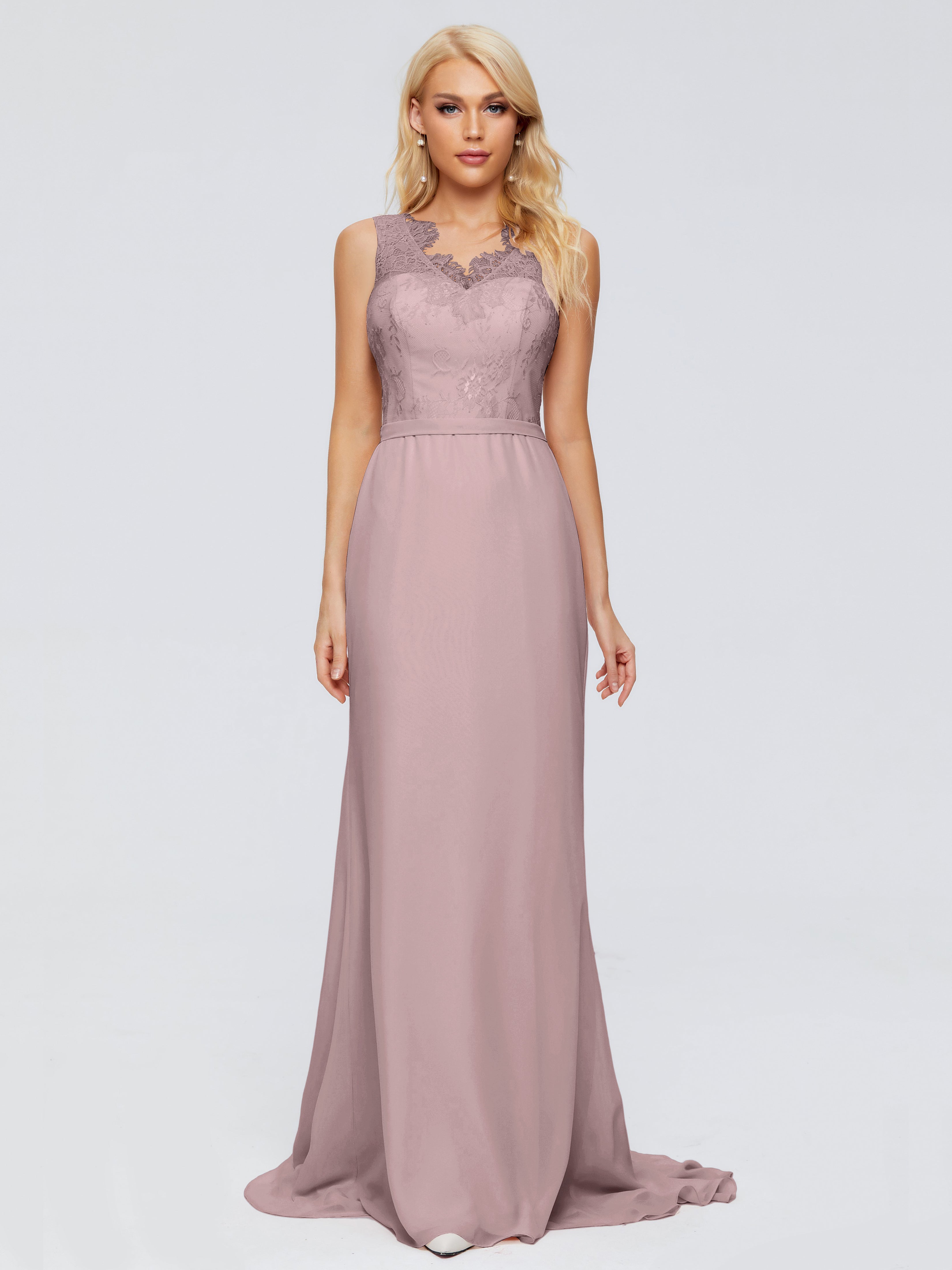 Alexis Hourglass V-Neck Lace Bridesmaid Dresses