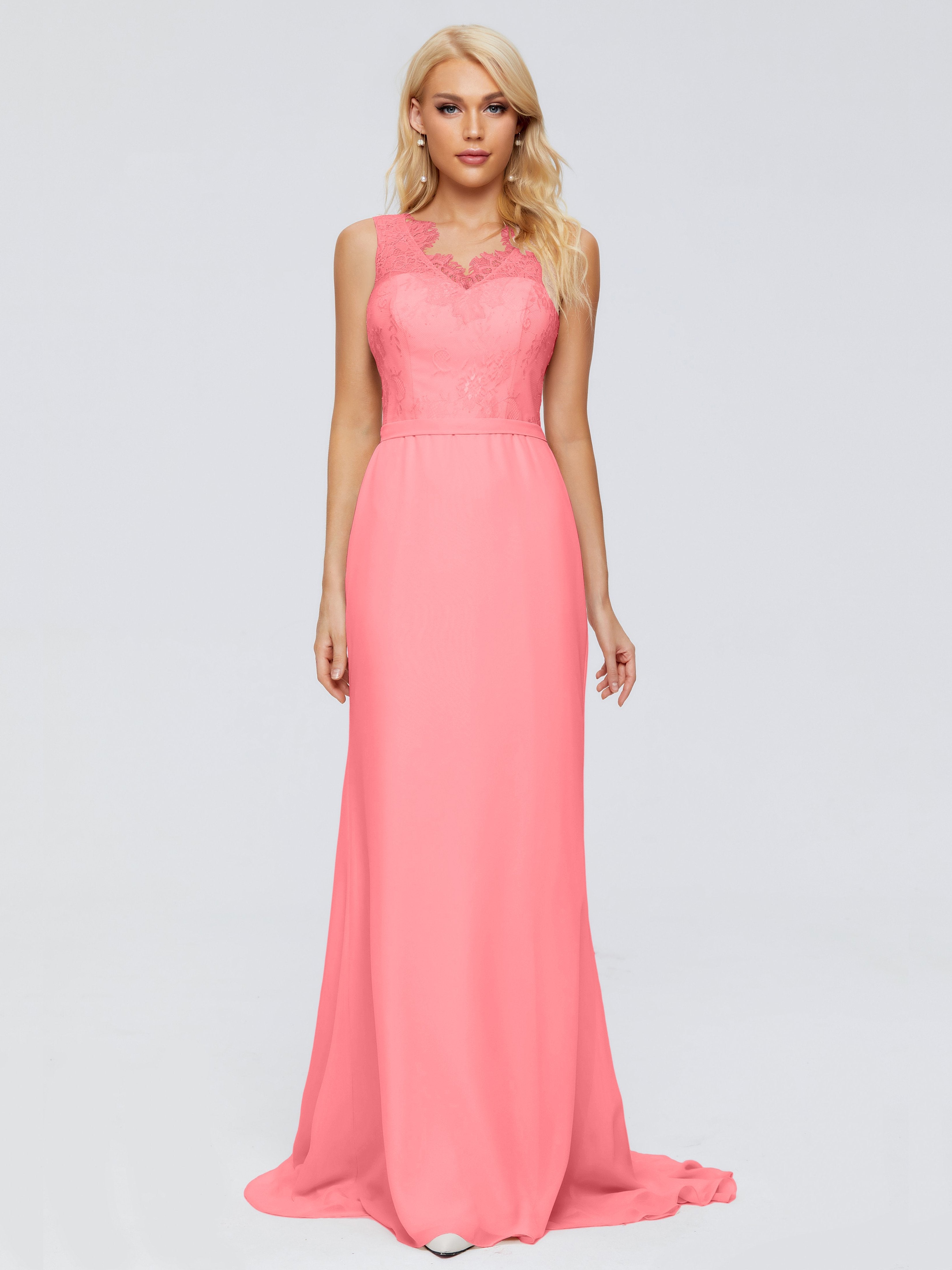 Alexis Hourglass V-Neck Lace Bridesmaid Dresses