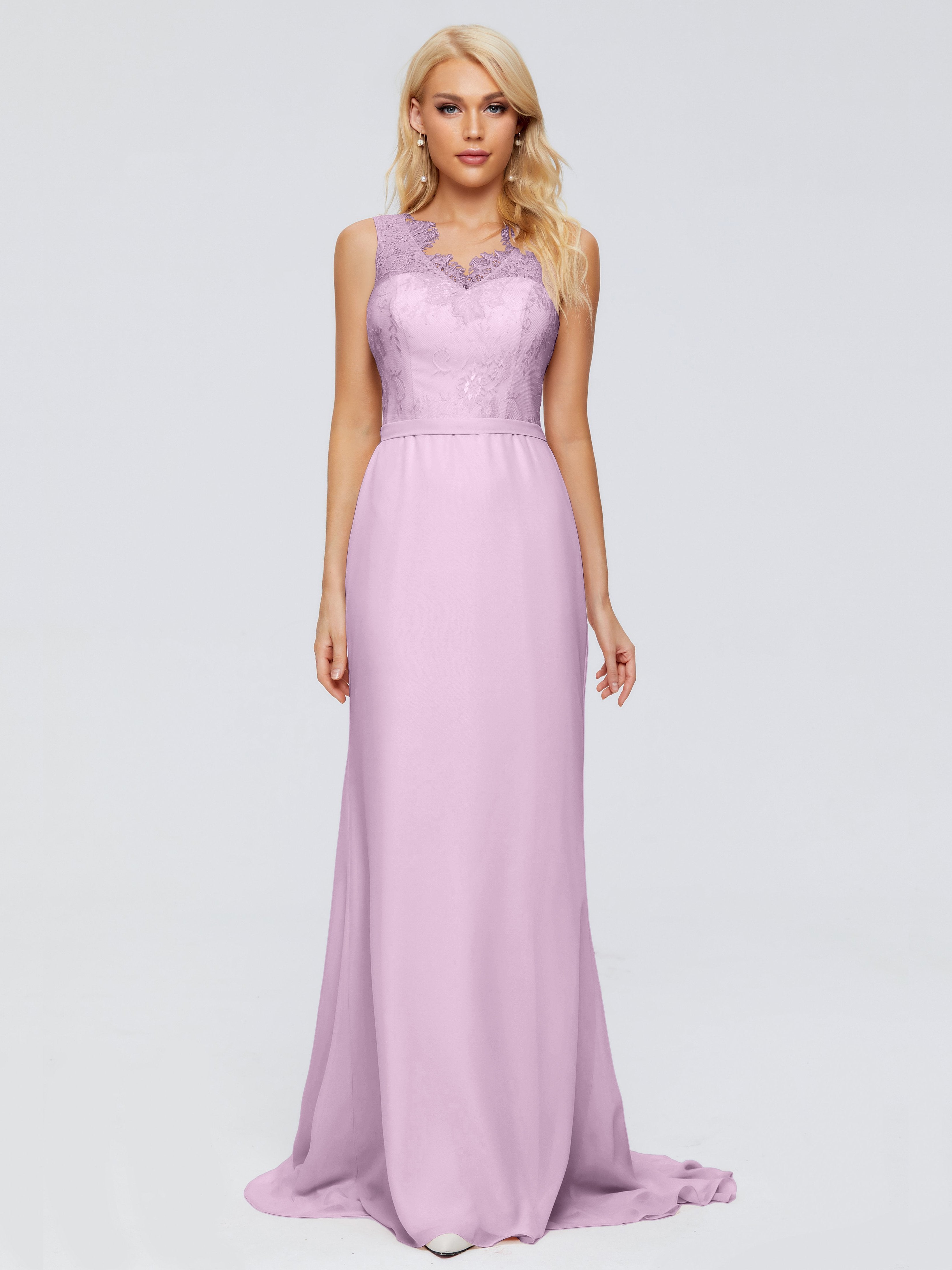 Alexis Hourglass V-Neck Lace Bridesmaid Dresses