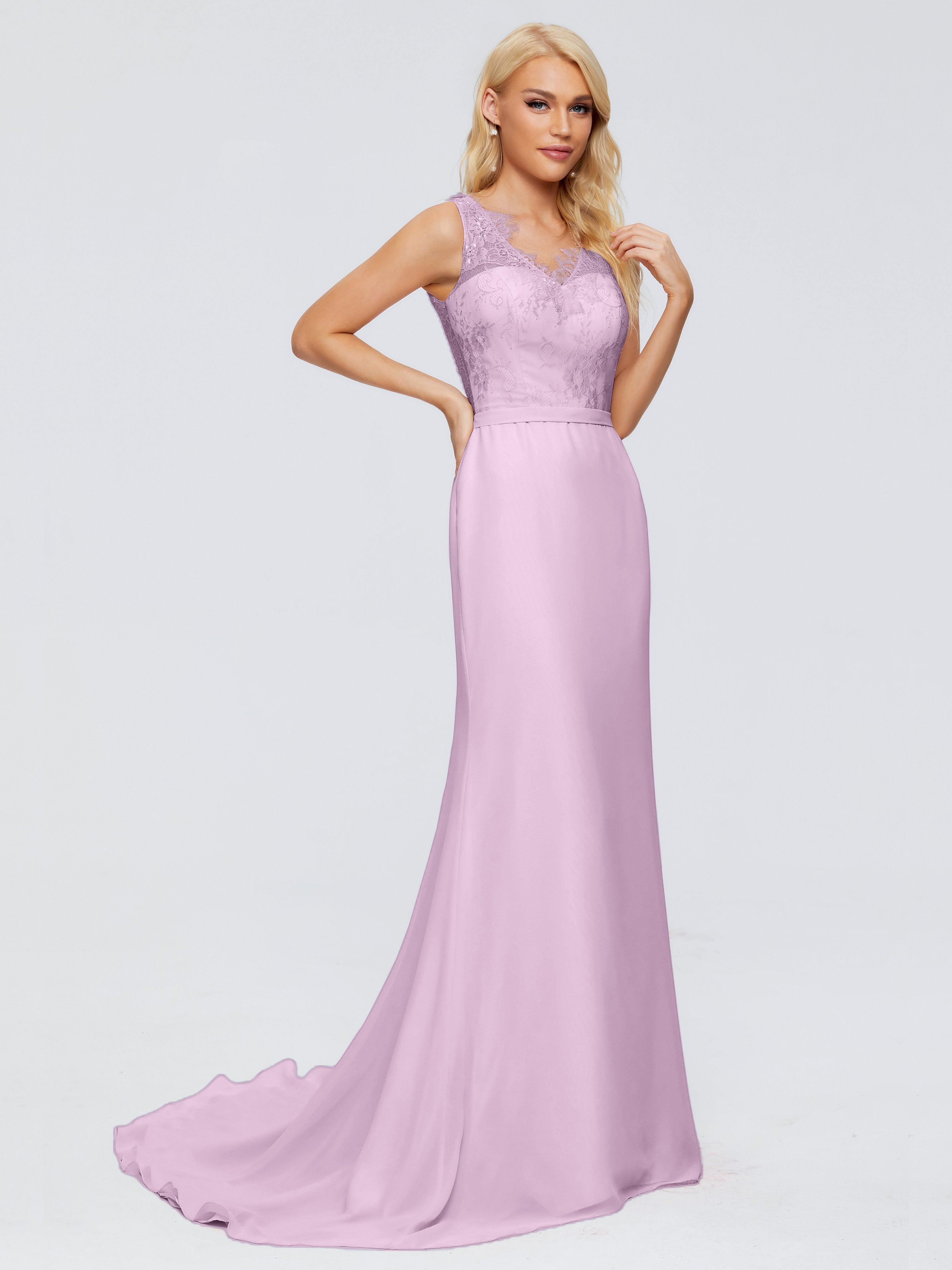 Alexis Hourglass V-Neck Lace Bridesmaid Dresses