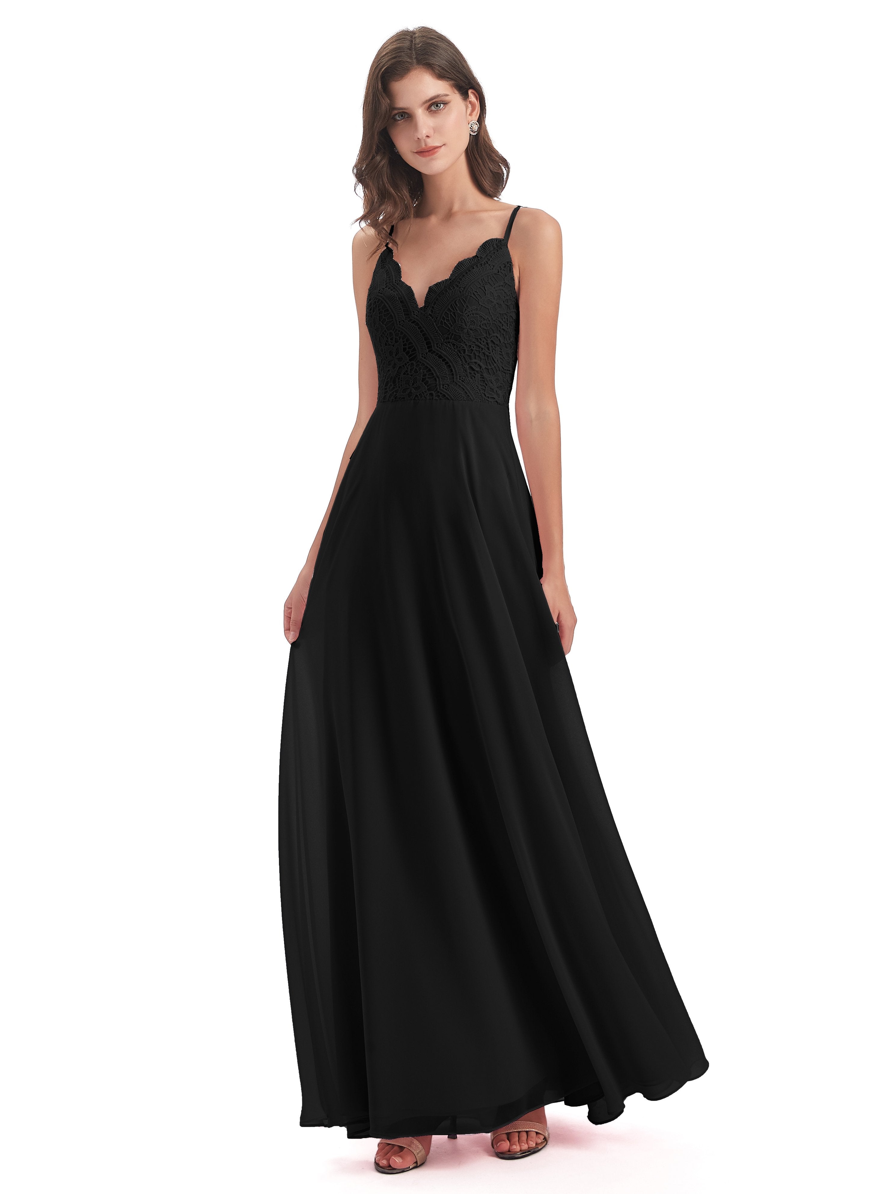 Alisa Spaghetti Straps Lace Bridesmaid Dresses