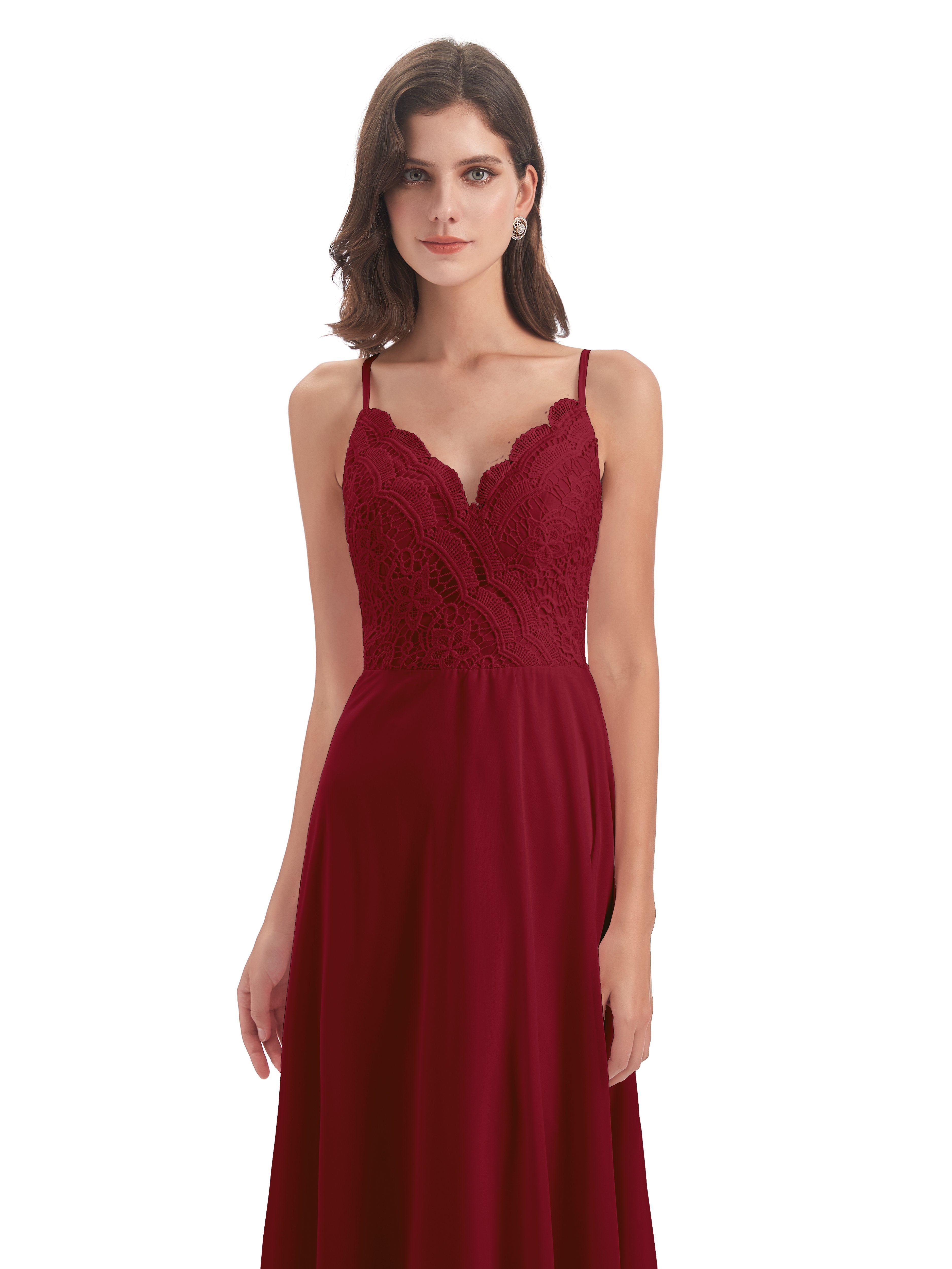 Alisa Spaghetti Straps Lace Bridesmaid Dresses