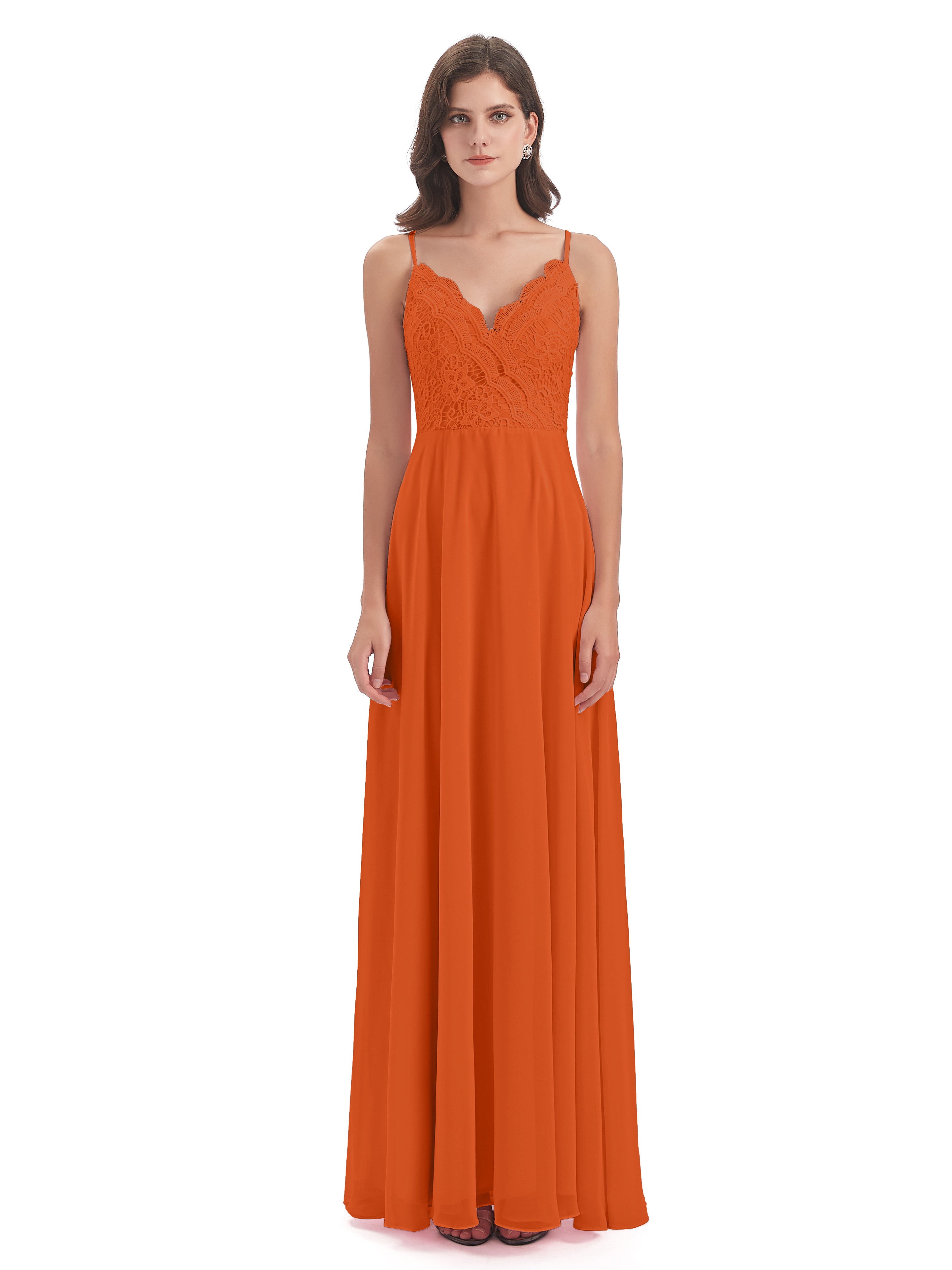 Alisa Spaghetti Straps Lace Bridesmaid Dresses