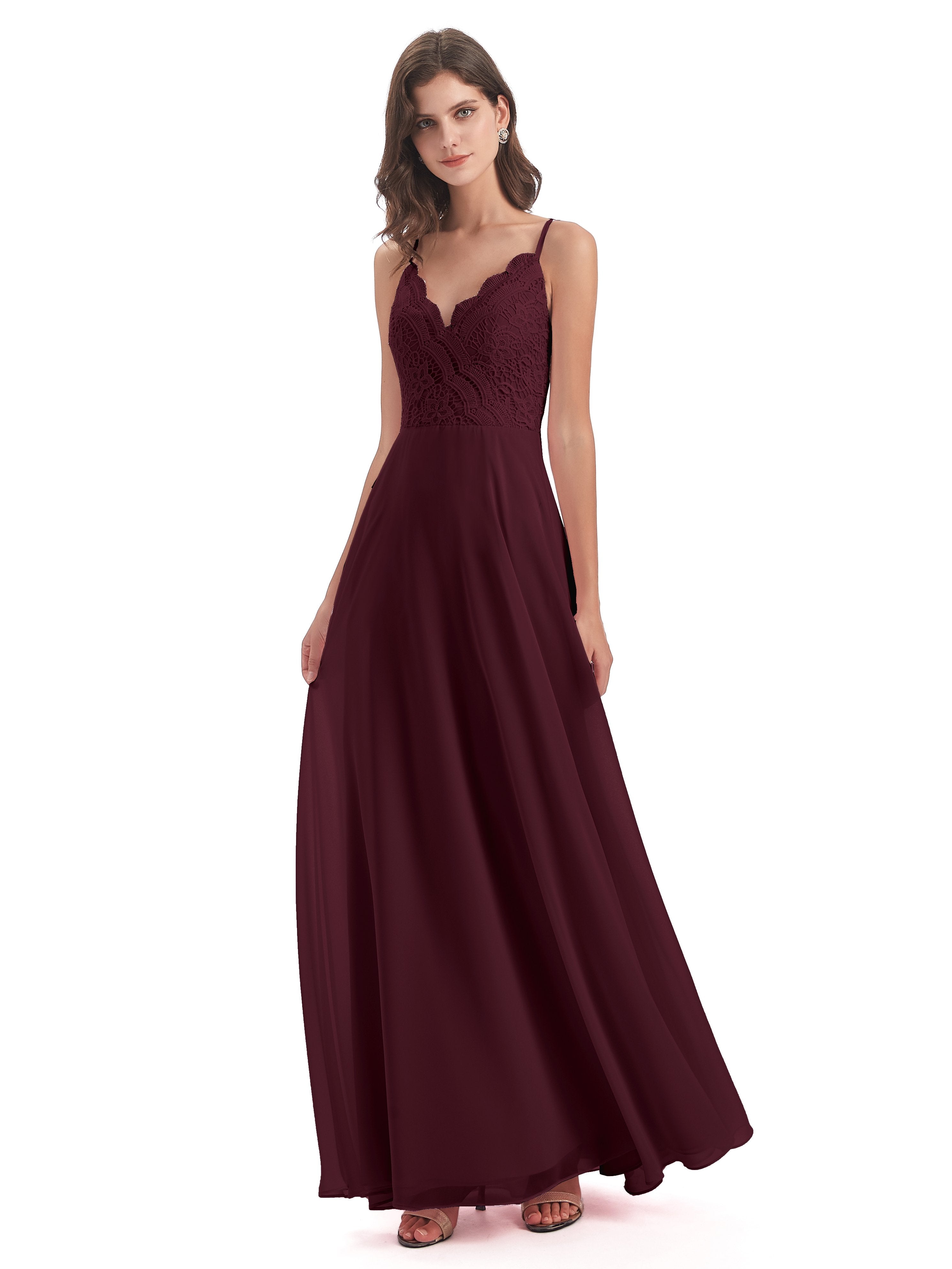 Alisa Spaghetti Straps Lace Bridesmaid Dresses