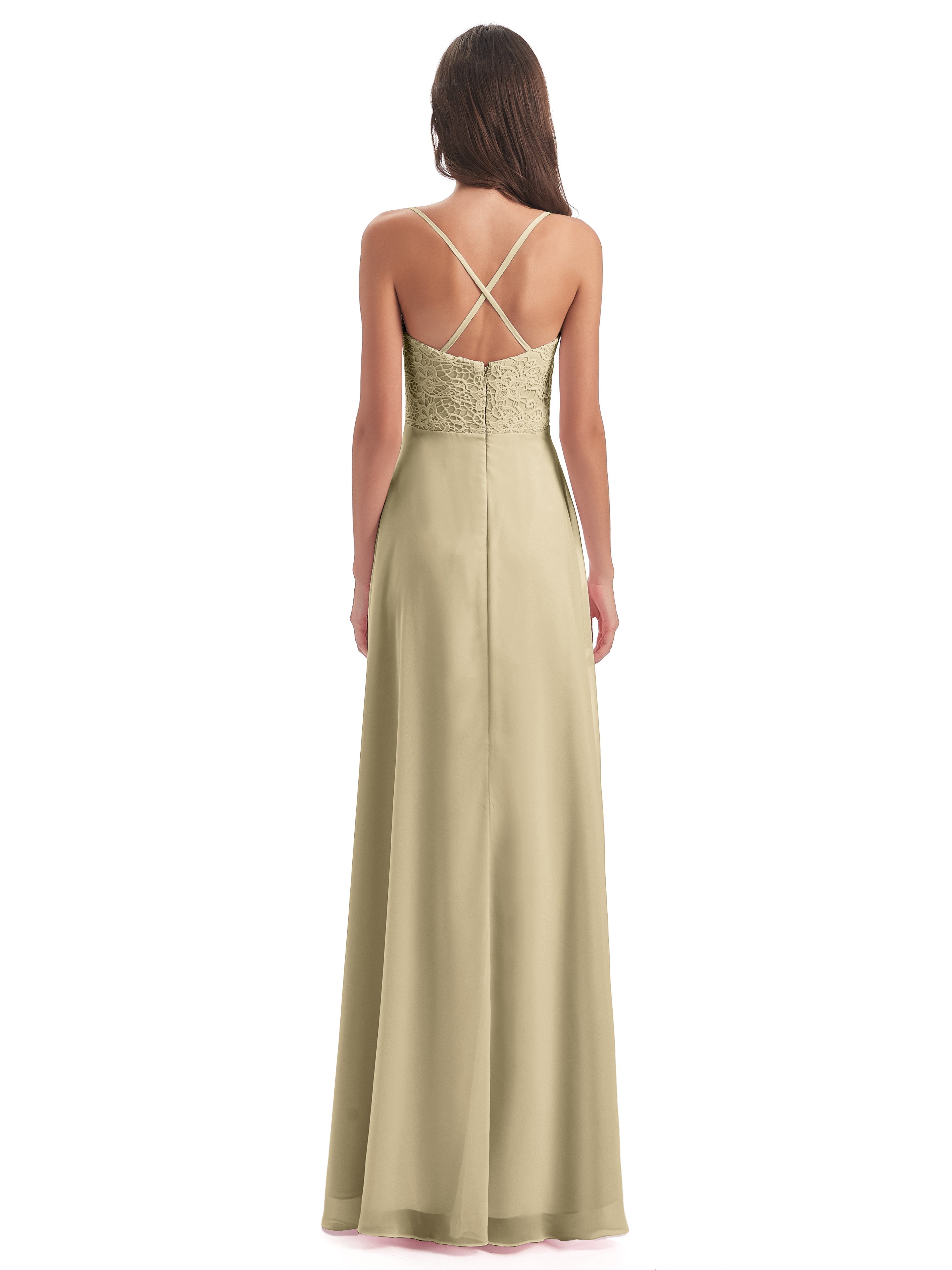 Alisa Spaghetti Straps Lace Bridesmaid Dresses