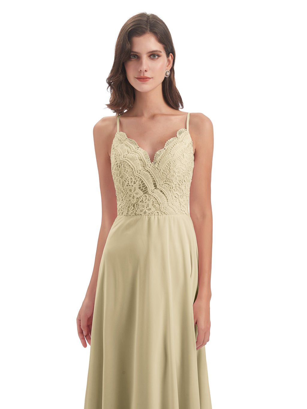 Alisa Spaghetti Straps Lace Bridesmaid Dresses